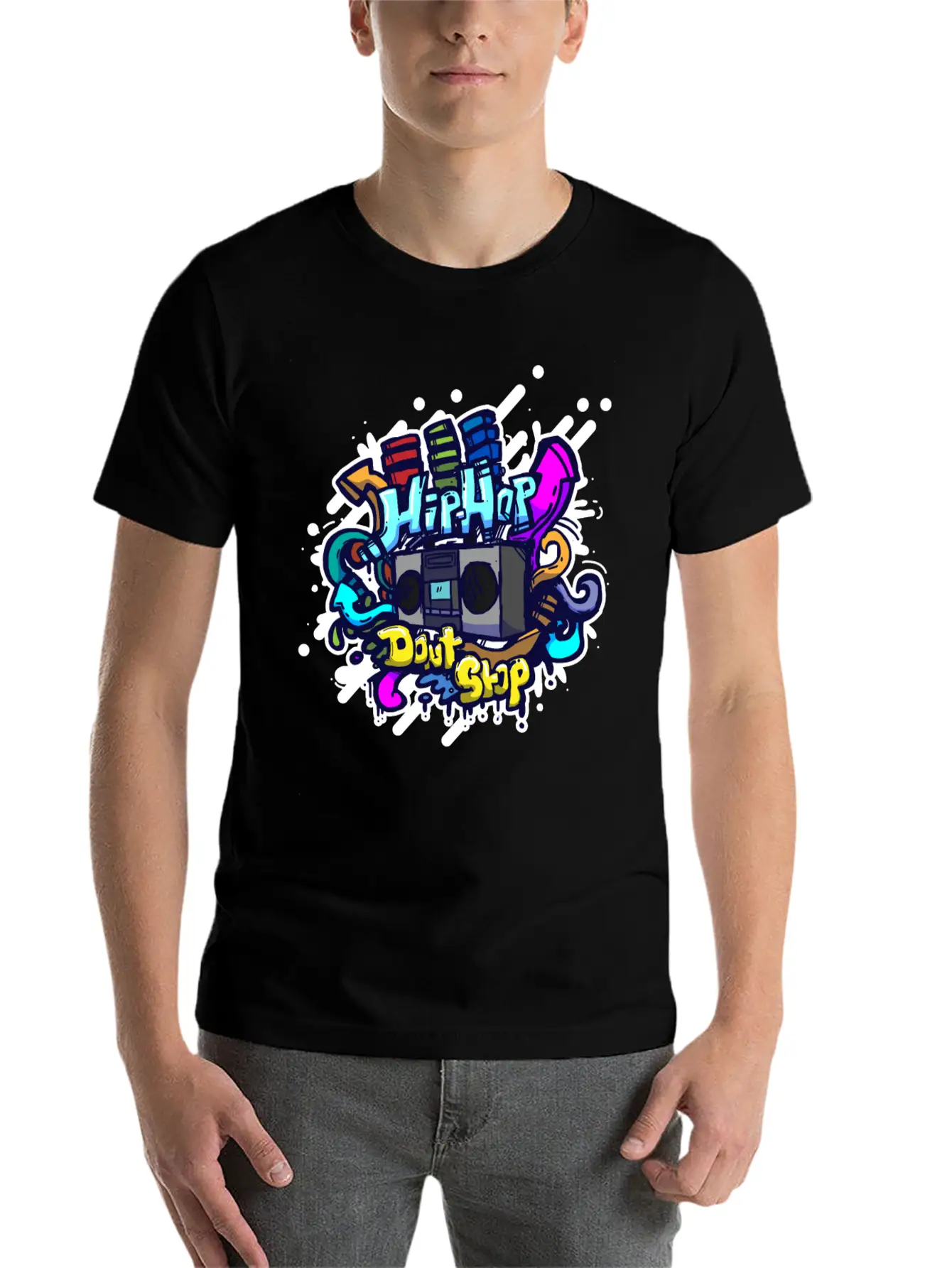 Hip Hop Classic Ghettoblaster Graffiti Timeless Short Sleeve Tee – Comfy And Minimalist Design