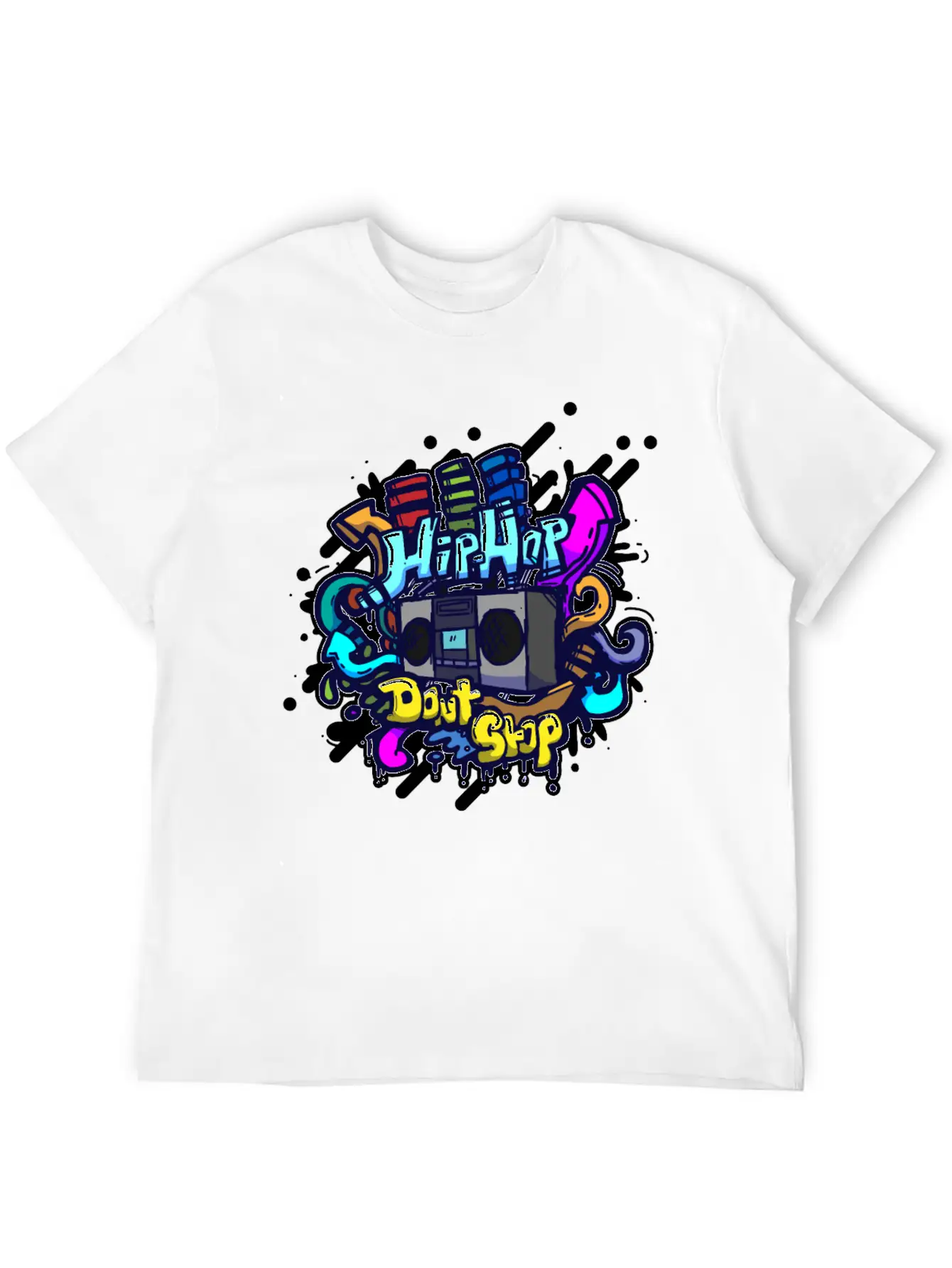 Hip Hop Classic Ghettoblaster Graffiti Timeless Short Sleeve Tee – Comfy And Minimalist Design