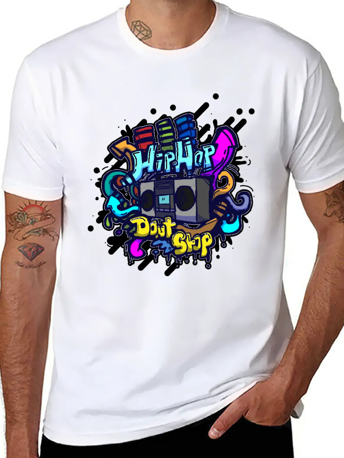 Hip Hop Classic Ghettoblaster Graffiti Timeless Short Sleeve Tee – Comfy And Minimalist Design