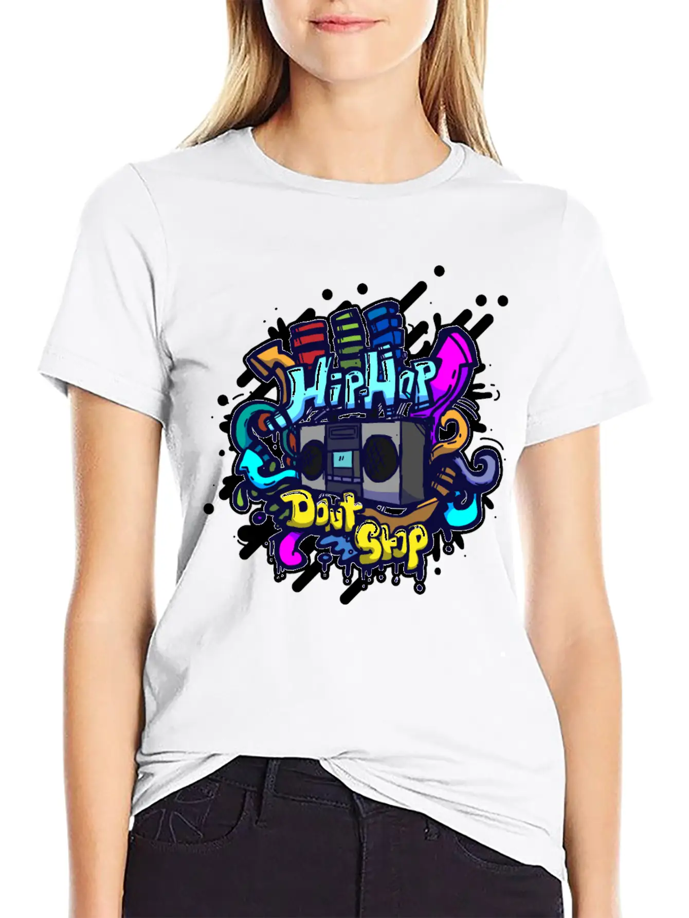 Hip Hop Classic Ghettoblaster Graffiti Timeless Short Sleeve Tee – Comfy And Minimalist Design