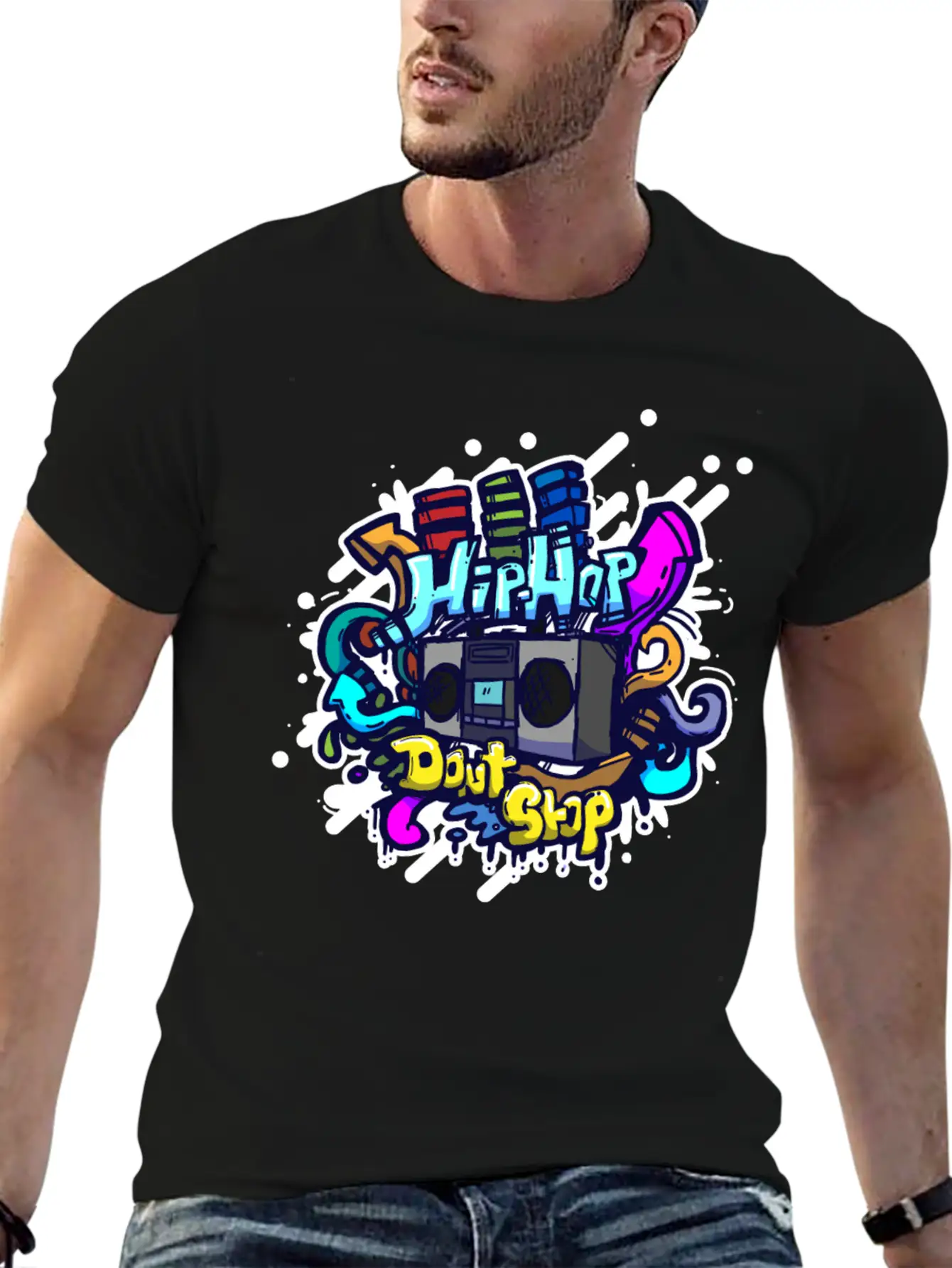 Hip Hop Classic Ghettoblaster Graffiti Timeless Short Sleeve Tee – Comfy And Minimalist Design