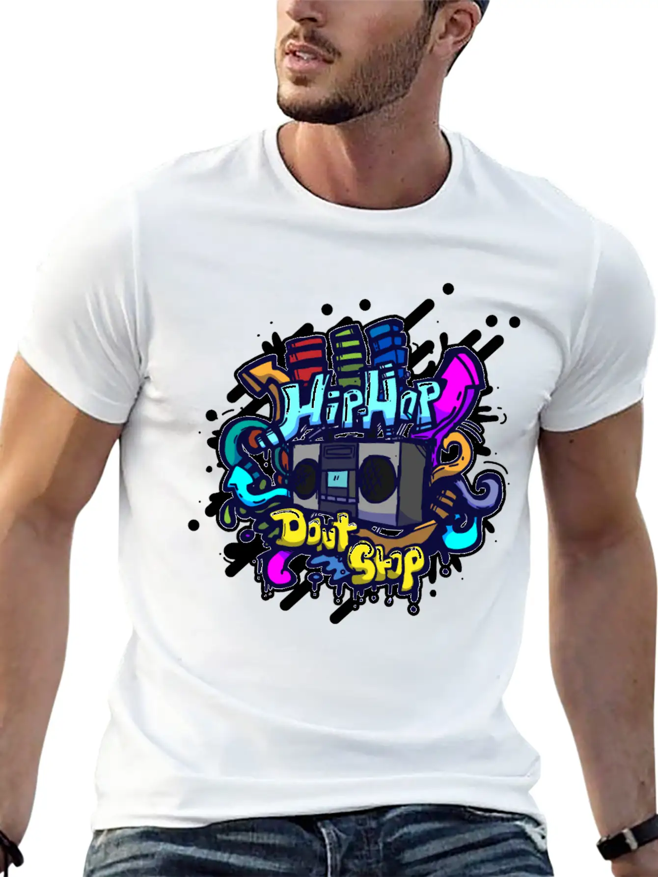 Hip Hop Classic Ghettoblaster Graffiti Timeless Short Sleeve Tee – Comfy And Minimalist Design