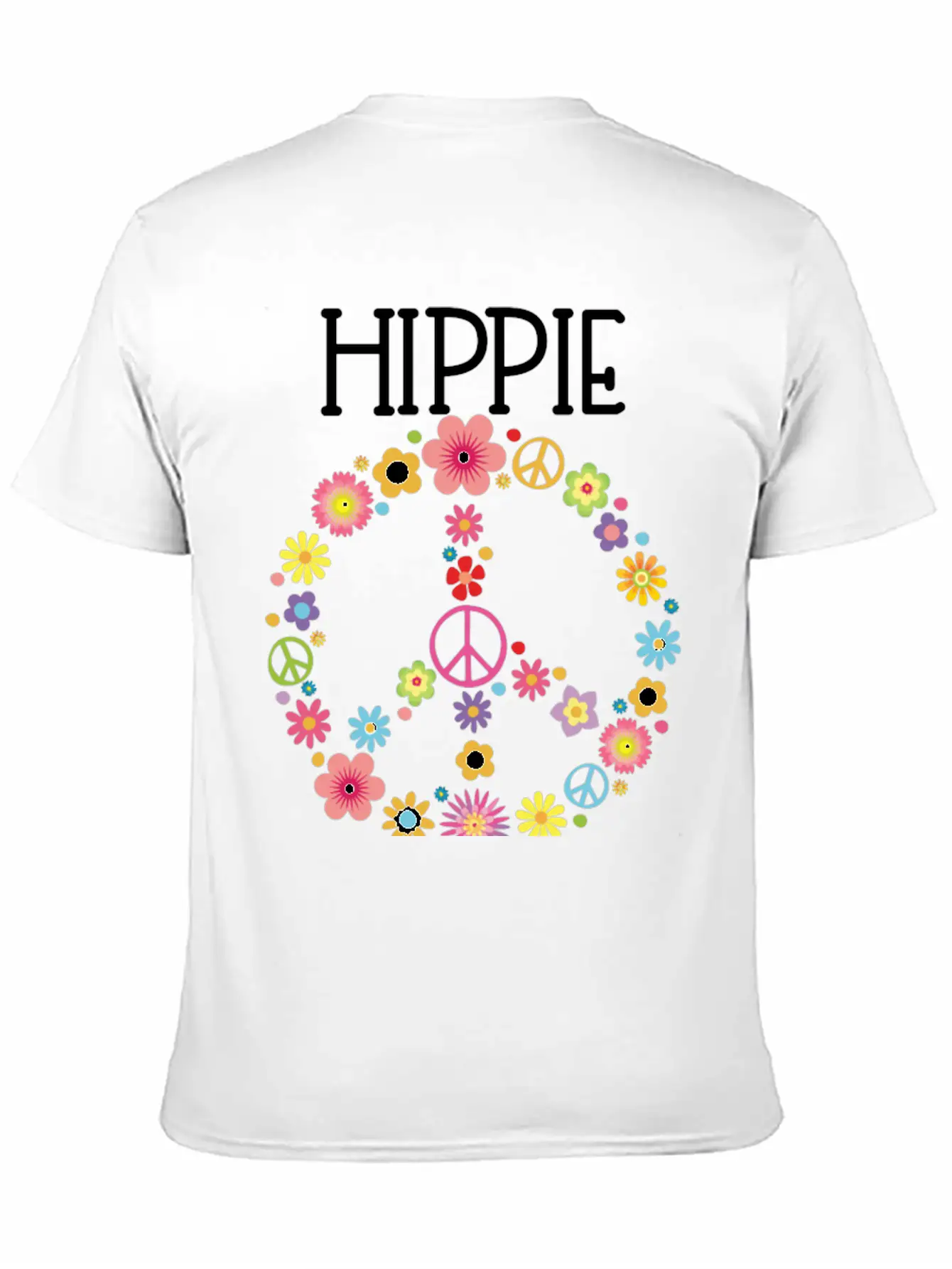 Hippie Soul Flower Power Peace Sign Gypsy Soul 60S Unisex Short Sleeve Soft Cotton T-Shirt – Casual Everyday Wear