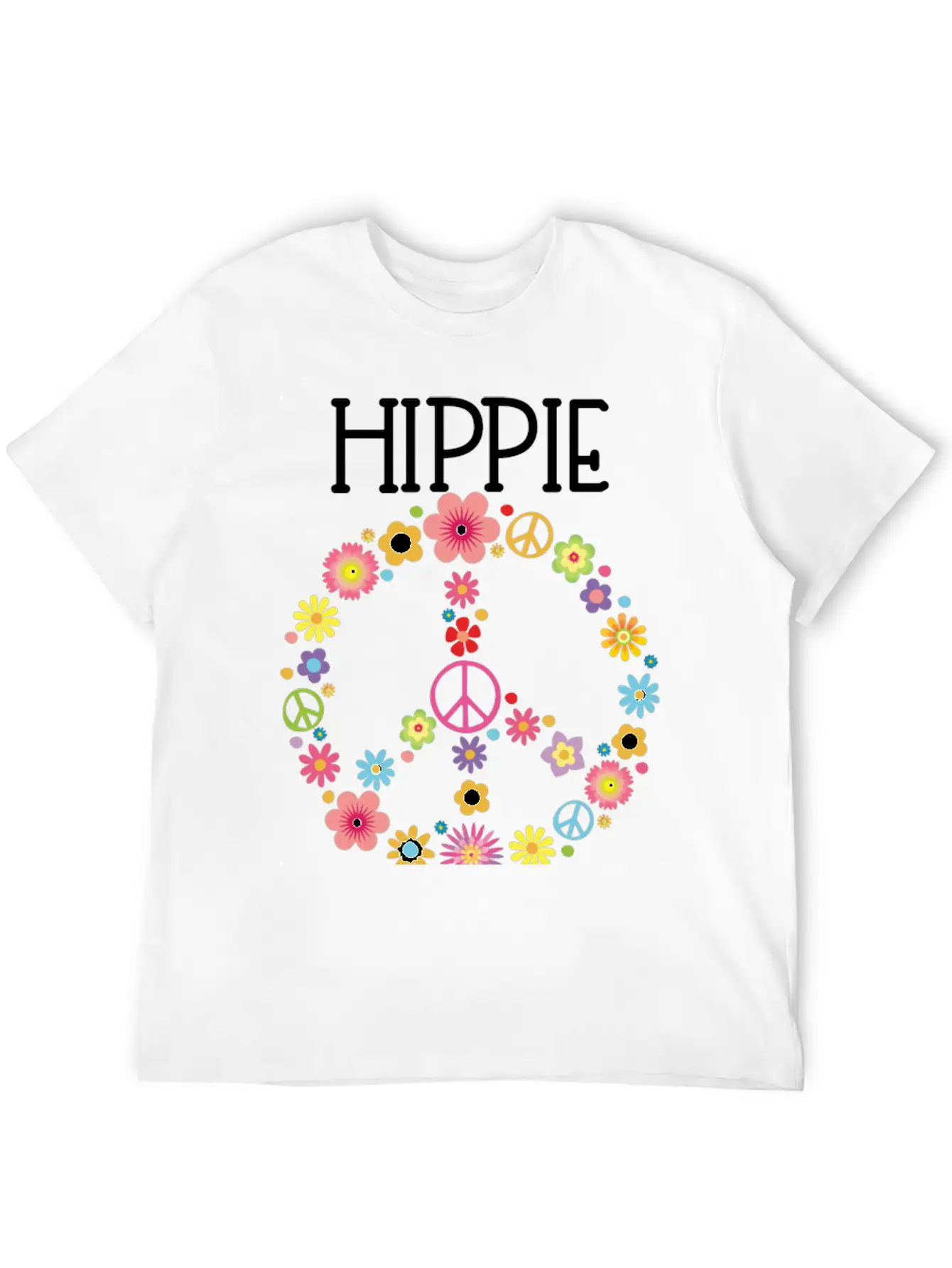 Hippie Soul Flower Power Peace Sign Gypsy Soul 60S Unisex Short Sleeve Soft Cotton T-Shirt – Casual Everyday Wear