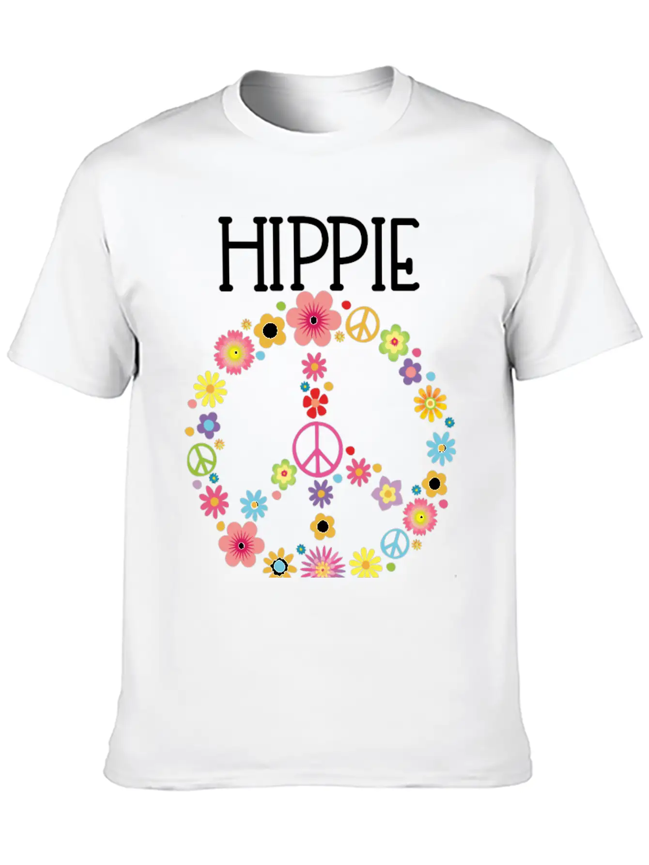 Hippie Soul Flower Power Peace Sign Gypsy Soul 60S Unisex Short Sleeve Soft Cotton T-Shirt – Casual Everyday Wear