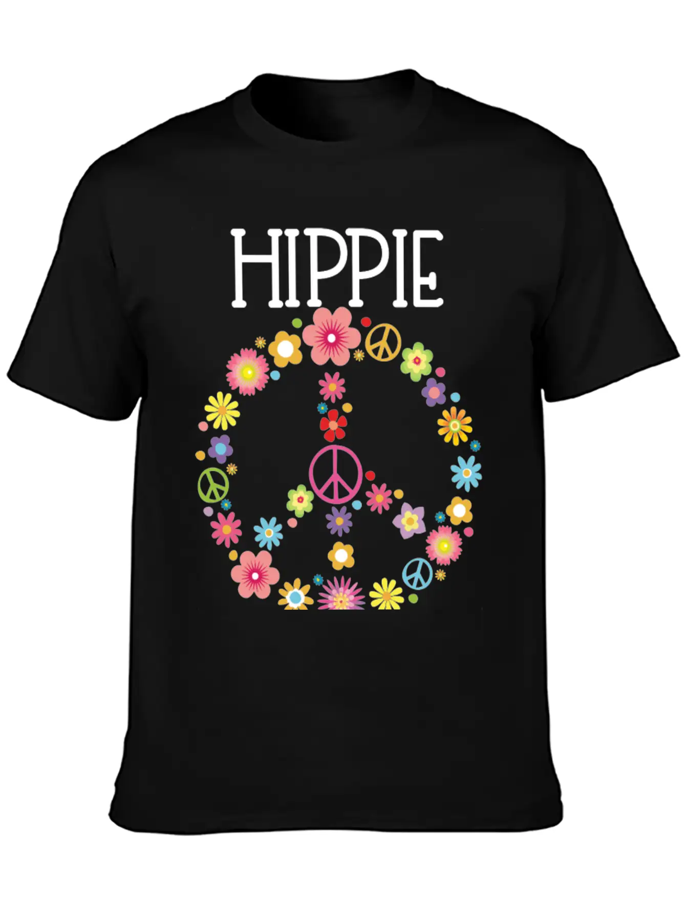 Hippie Soul Flower Power Peace Sign Gypsy Soul 60S Unisex Short Sleeve Soft Cotton T-Shirt – Casual Everyday Wear