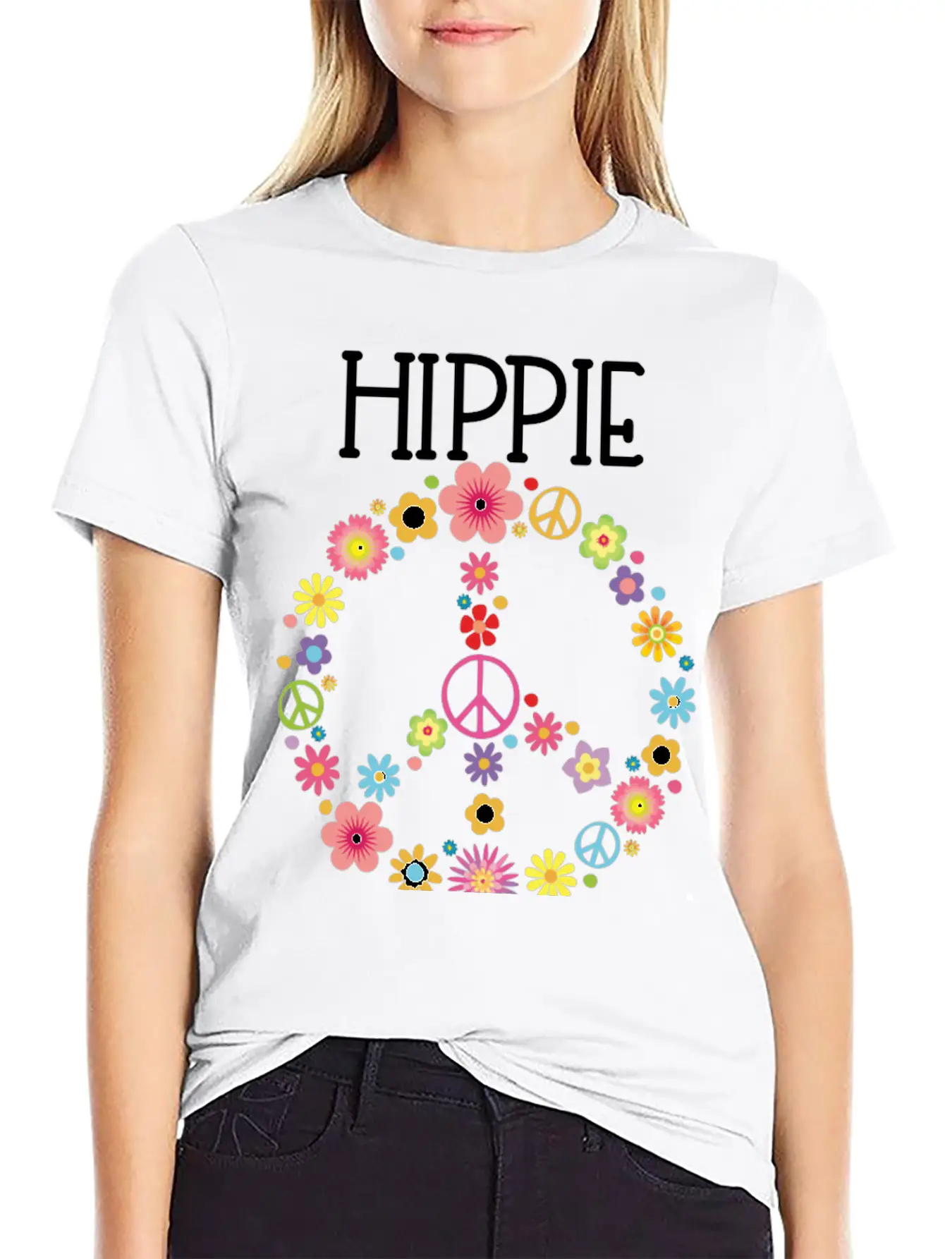 Hippie Soul Flower Power Peace Sign Gypsy Soul 60S Unisex Short Sleeve Soft Cotton T-Shirt – Casual Everyday Wear