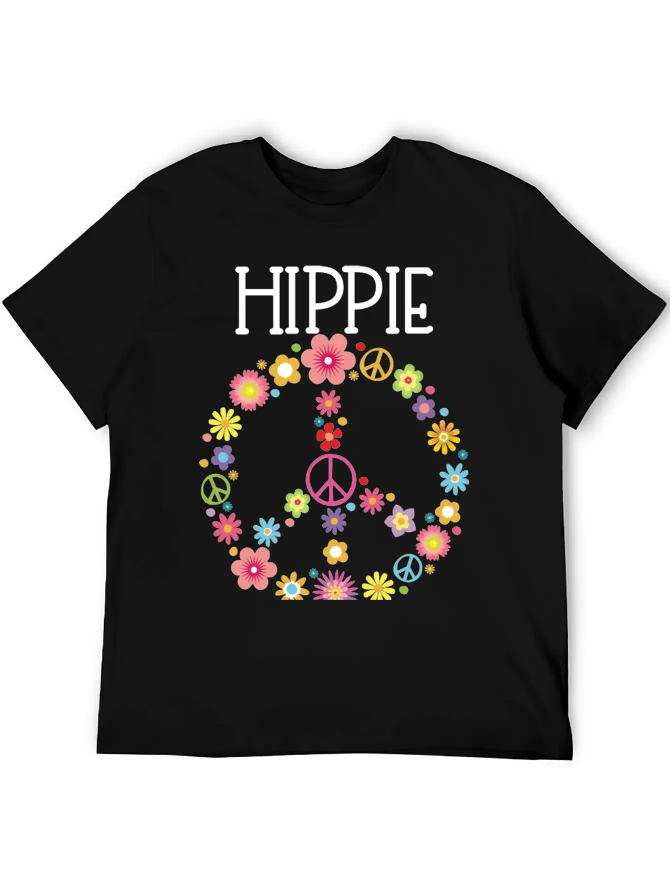 Hippie Soul Flower Power Peace Sign Gypsy Soul 60S Unisex Short Sleeve Soft Cotton T-Shirt – Casual Everyday Wear
