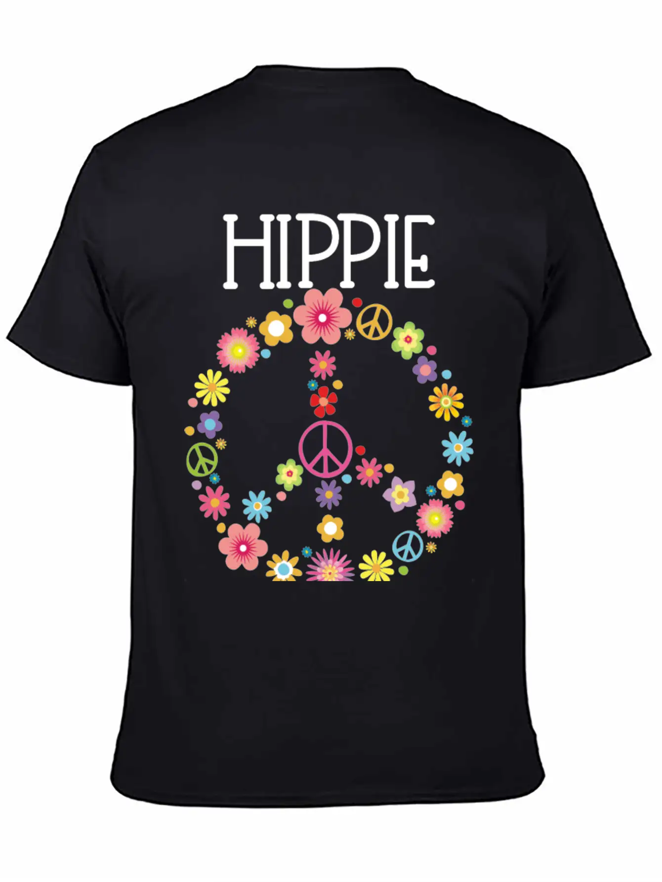 Hippie Soul Flower Power Peace Sign Gypsy Soul 60S Unisex Short Sleeve Soft Cotton T-Shirt – Casual Everyday Wear