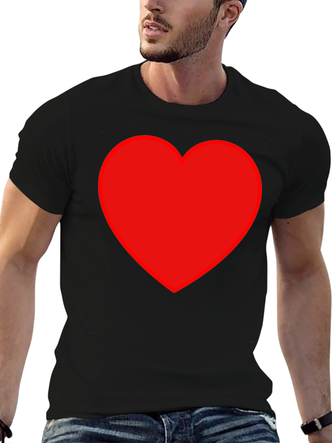 Red Heart Graphic Black T-Shirt
