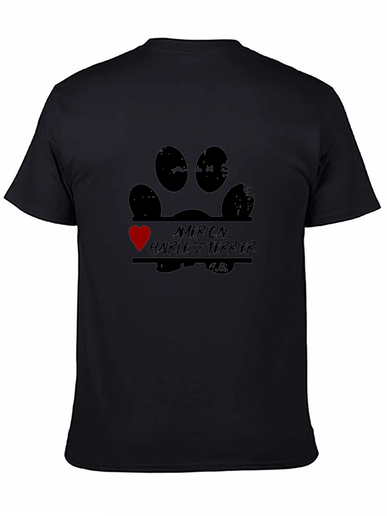 American Hairless Terrier Paw Print Heart T-Shirt