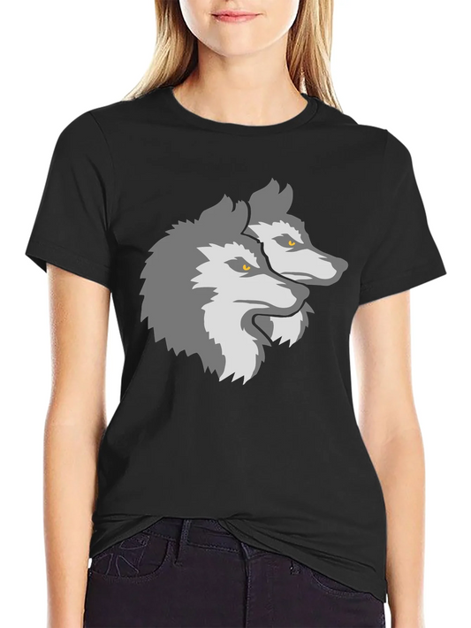 Two Headed Wolf Graphic Black T-Shirt