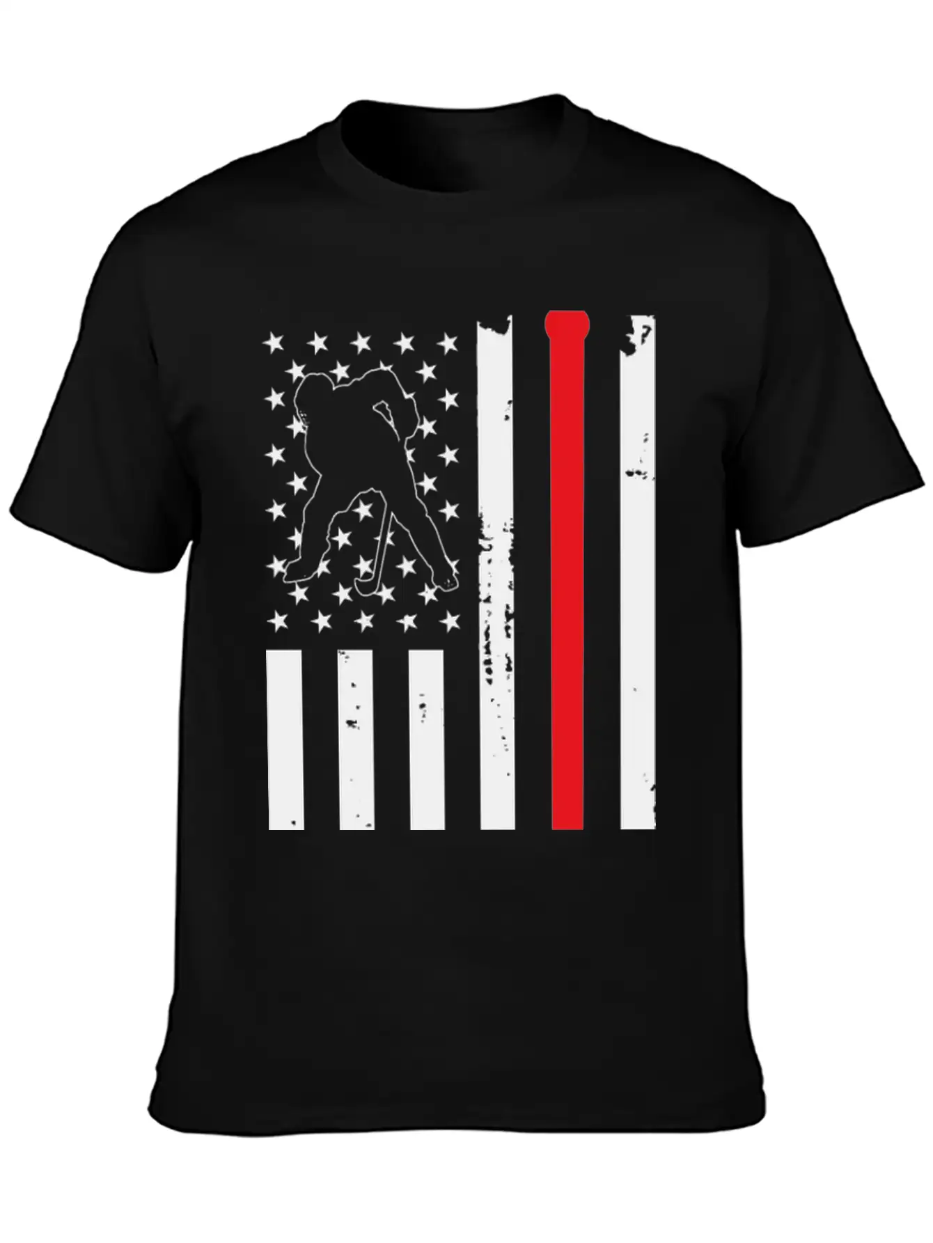 Hockey American Flag Unisex Short Sleeve Soft Cotton T-Shirt – Casual Everyday Wear