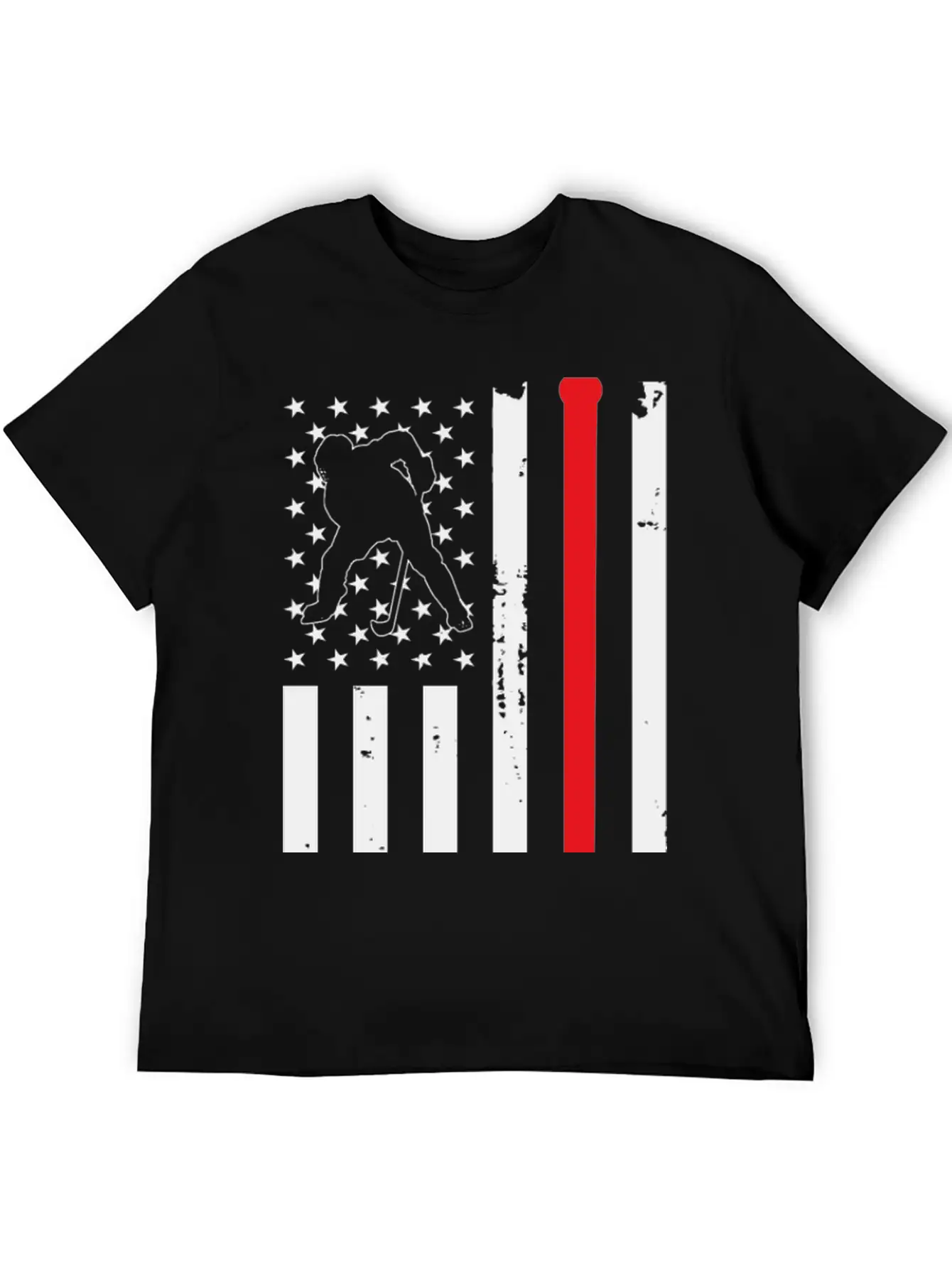 Hockey American Flag Unisex Short Sleeve Soft Cotton T-Shirt – Casual Everyday Wear