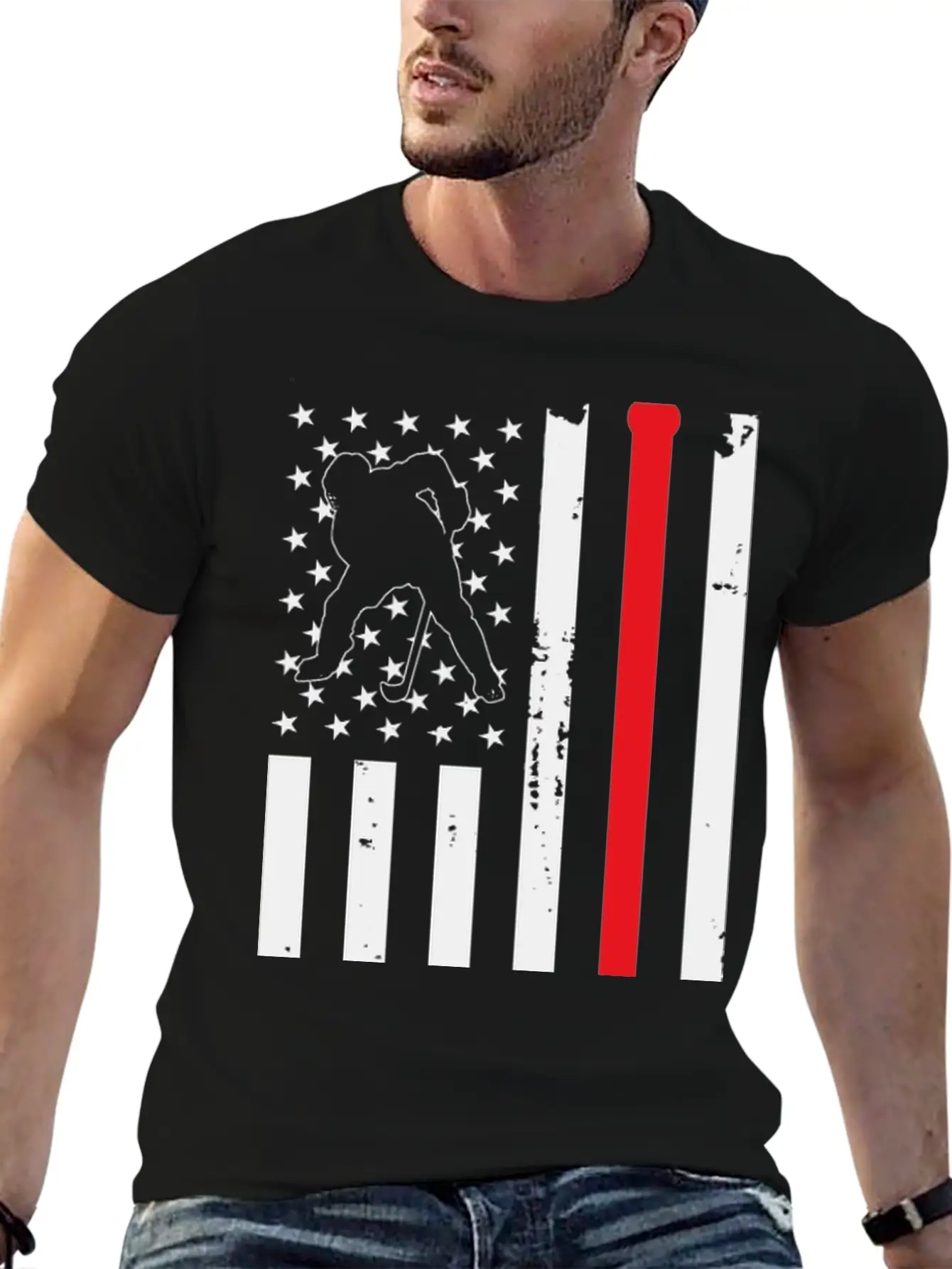 Hockey American Flag Unisex Short Sleeve Soft Cotton T-Shirt – Casual Everyday Wear