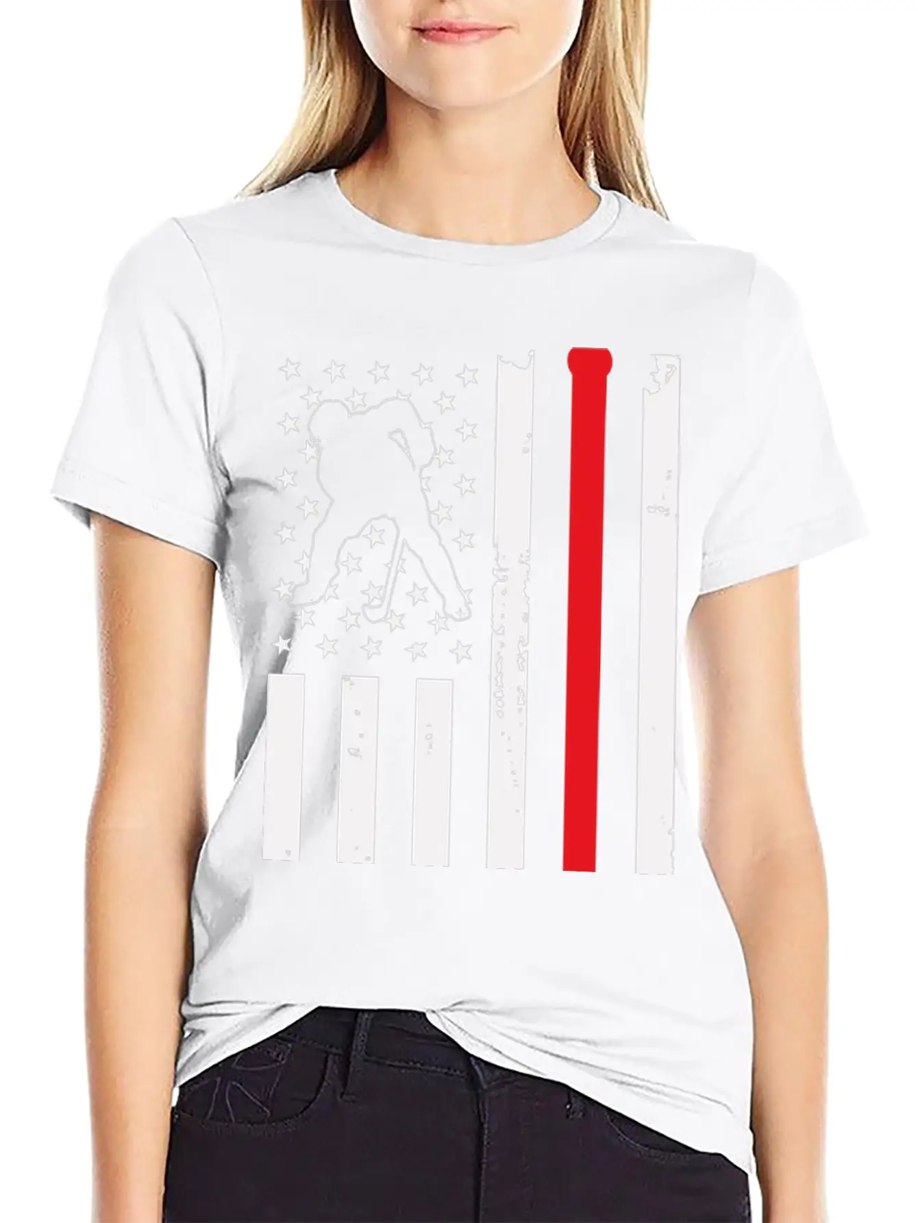 Hockey American Flag Unisex Short Sleeve Soft Cotton T-Shirt – Casual Everyday Wear