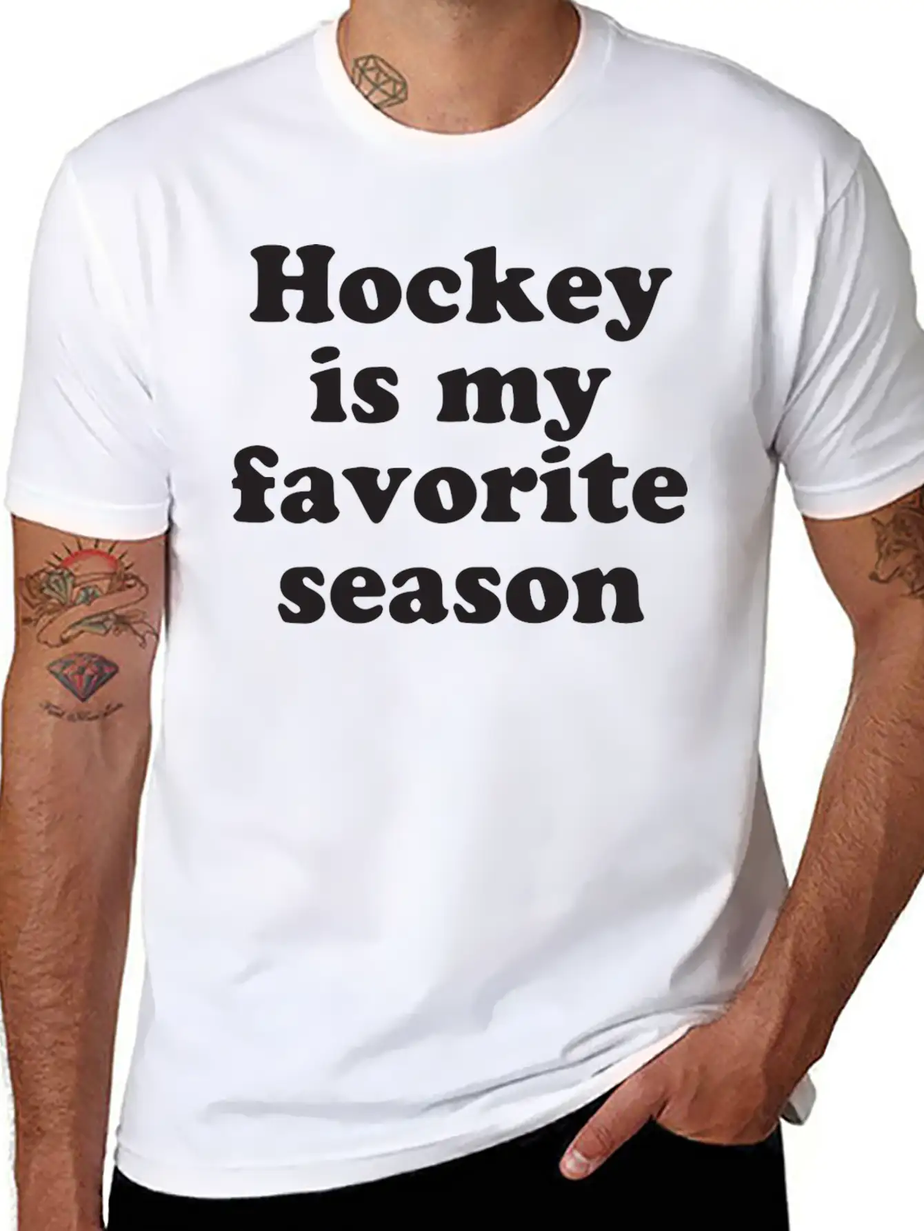 Hockey Is My Favorite Season Basic Graphic T-Shirt – Daily Comfort In Soft Cotton