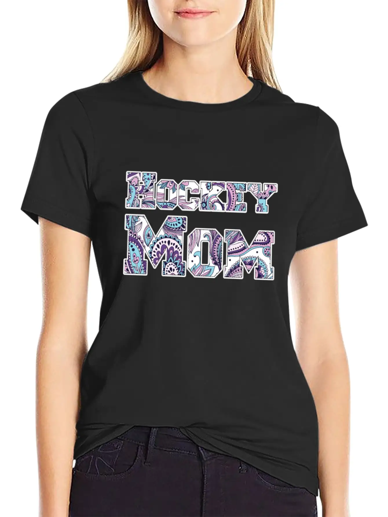 Hockey Mom Paisley Comfortable Minimalist Graphic Tee – Summer Style Essential