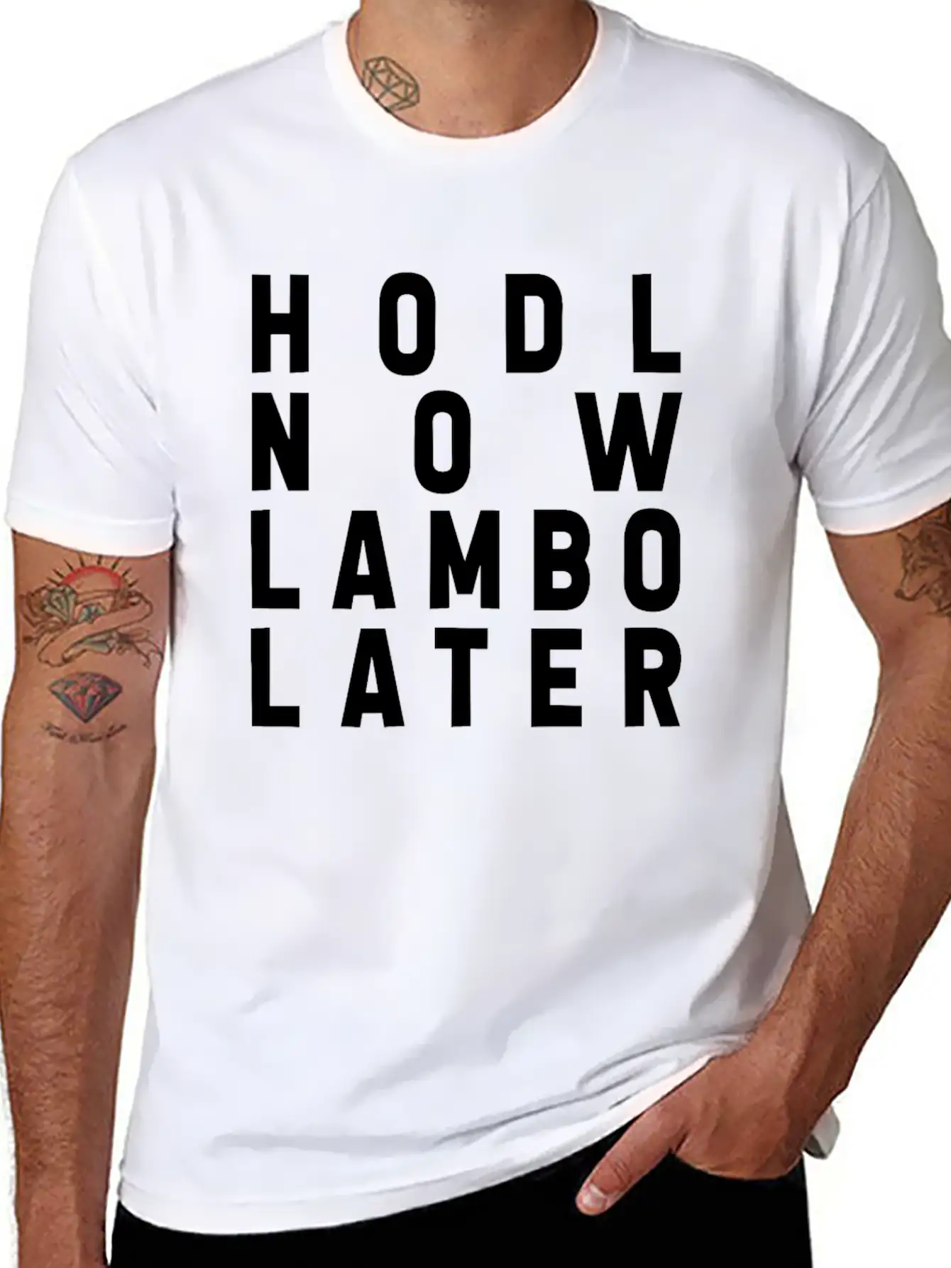 HODL NOW LAMBO LATER Basic Graphic T-Shirt – Daily Comfort In Soft Cotton