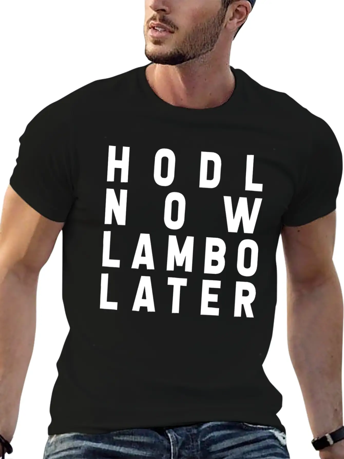 HODL NOW LAMBO LATER Basic Graphic T-Shirt – Daily Comfort In Soft Cotton