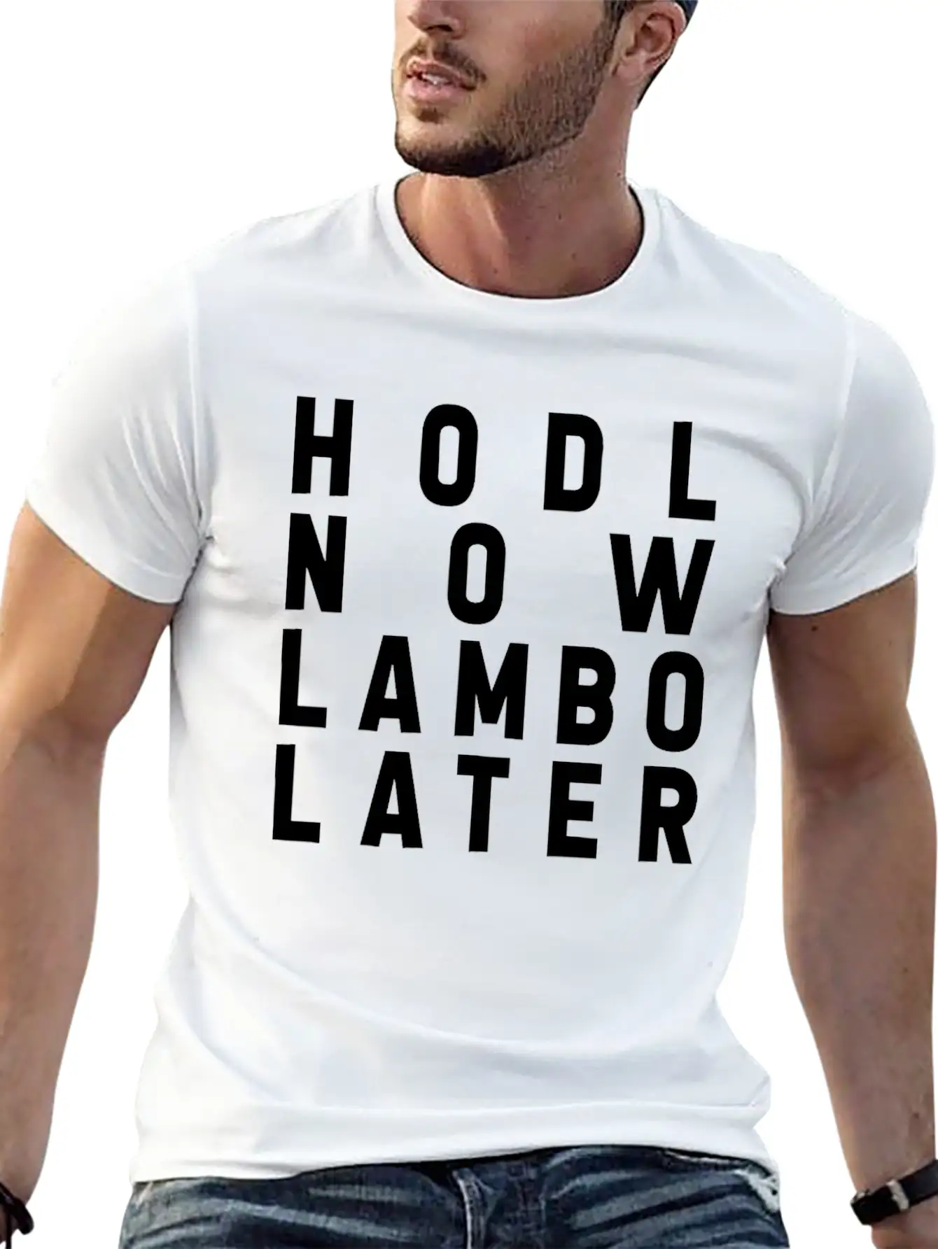 HODL NOW LAMBO LATER Basic Graphic T-Shirt – Daily Comfort In Soft Cotton