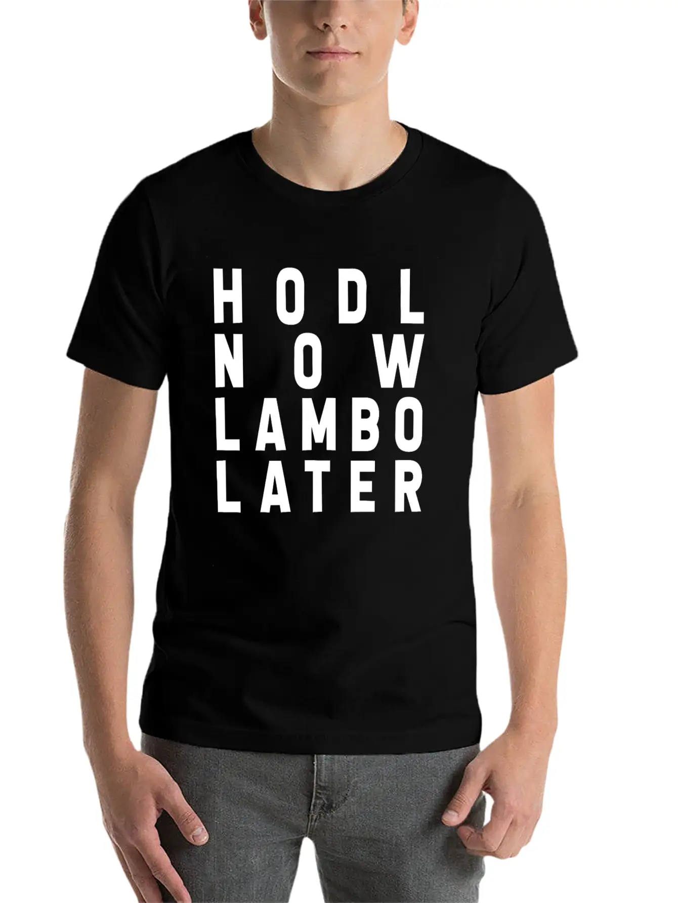 HODL NOW LAMBO LATER Basic Graphic T-Shirt – Daily Comfort In Soft Cotton
