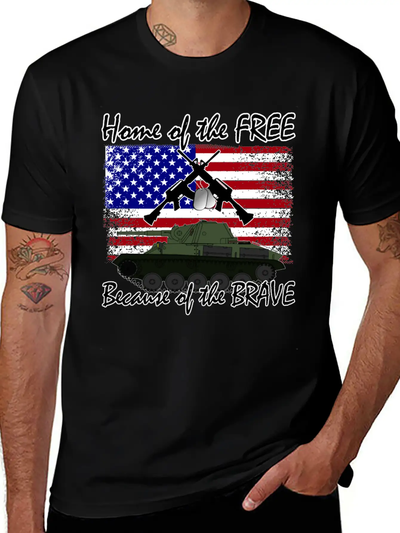 Home Of The Free Because Of The Brave Flag T-shirt Unisex Short Sleeve Soft Cotton T-Shirt – Casual Everyday Wear