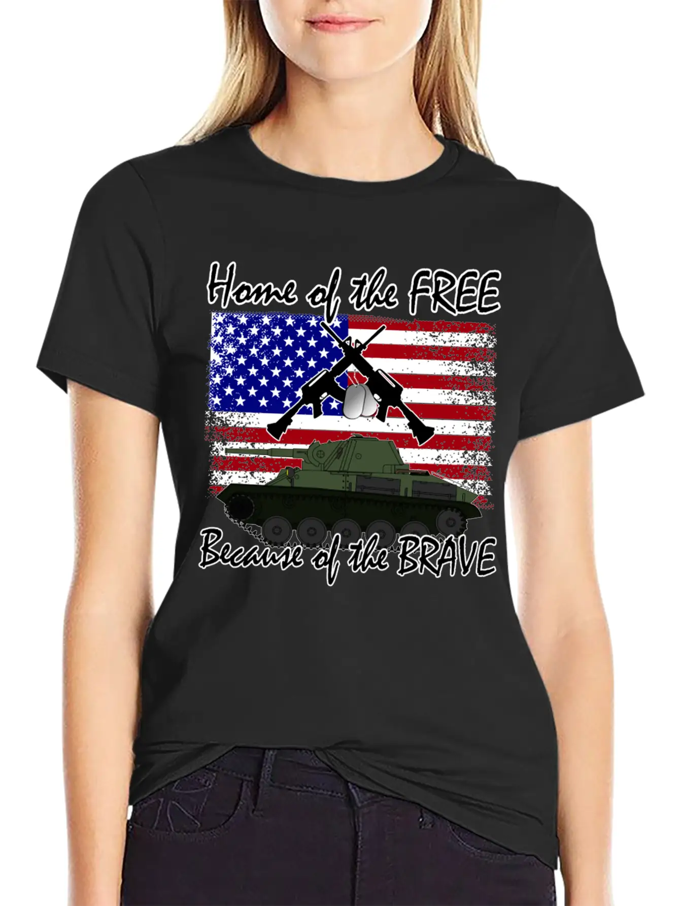 Home Of The Free Because Of The Brave Flag T-shirt Unisex Short Sleeve Soft Cotton T-Shirt – Casual Everyday Wear