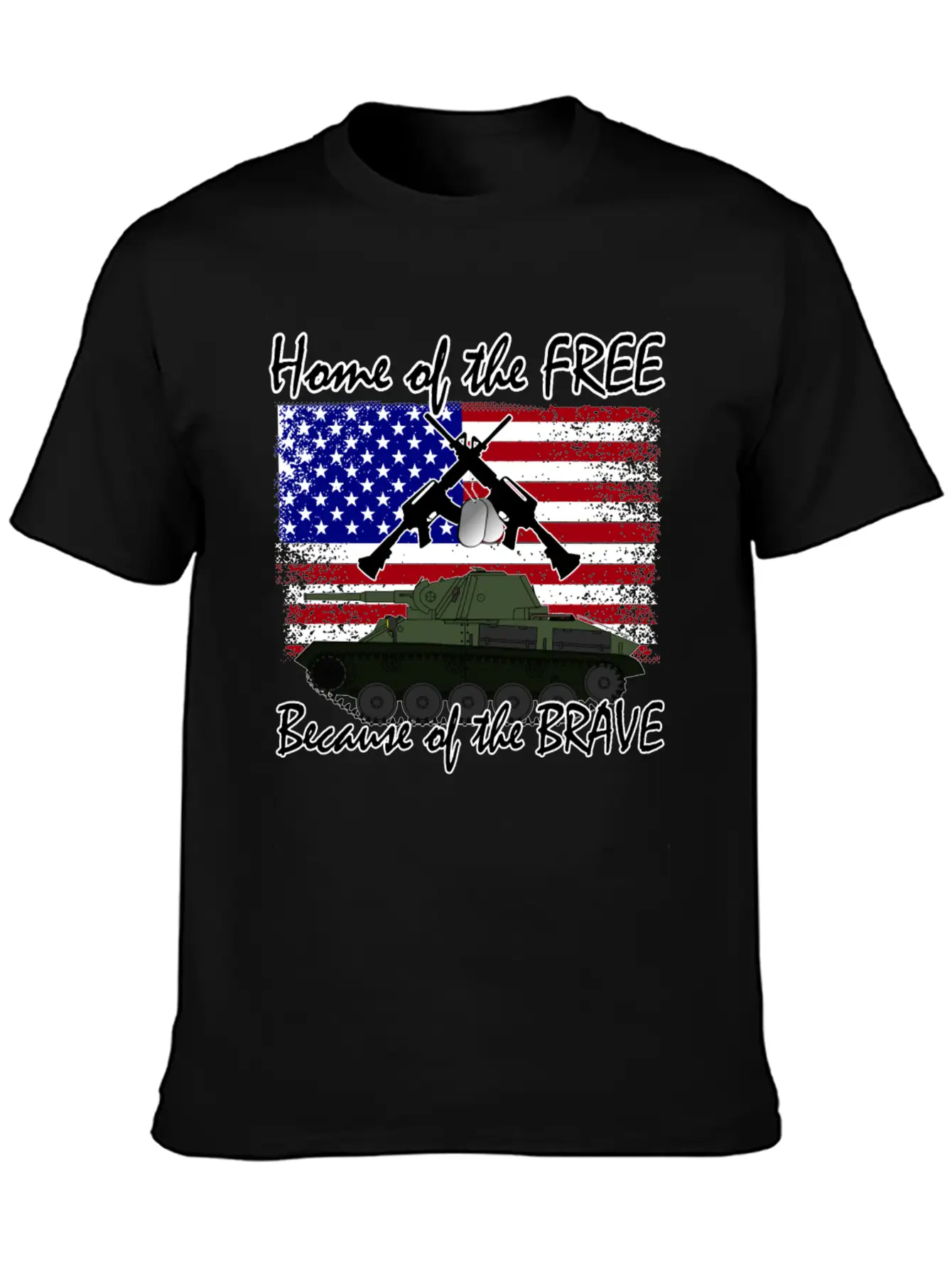 Home Of The Free Because Of The Brave Flag T-shirt Unisex Short Sleeve Soft Cotton T-Shirt – Casual Everyday Wear