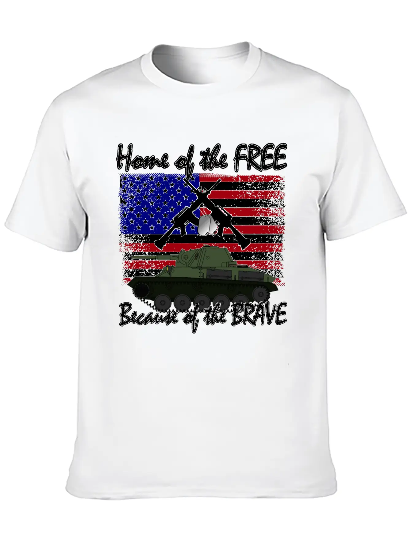 Home Of The Free Because Of The Brave Flag T-shirt Unisex Short Sleeve Soft Cotton T-Shirt – Casual Everyday Wear
