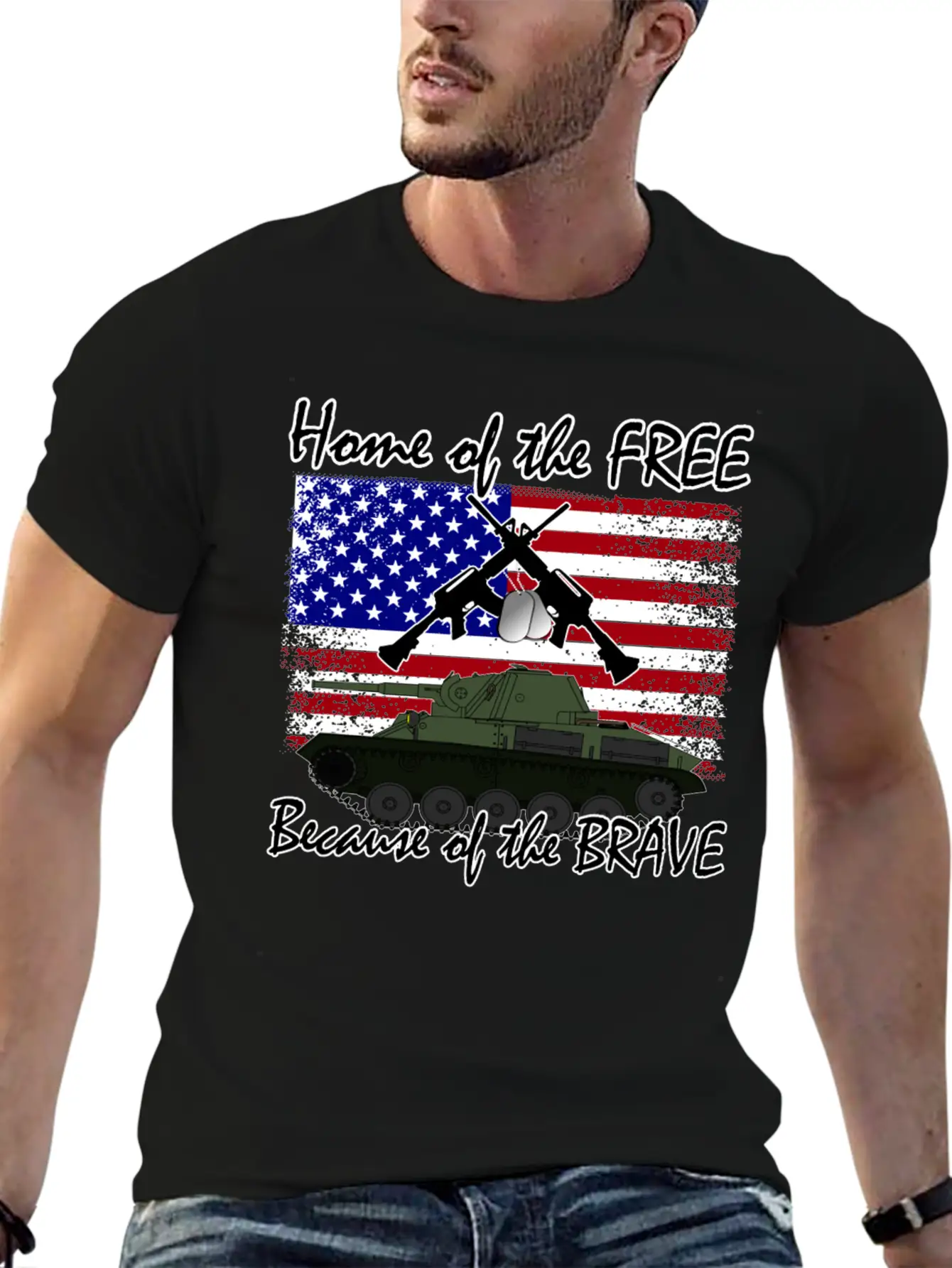 Home Of The Free Because Of The Brave Flag T-shirt Unisex Short Sleeve Soft Cotton T-Shirt – Casual Everyday Wear