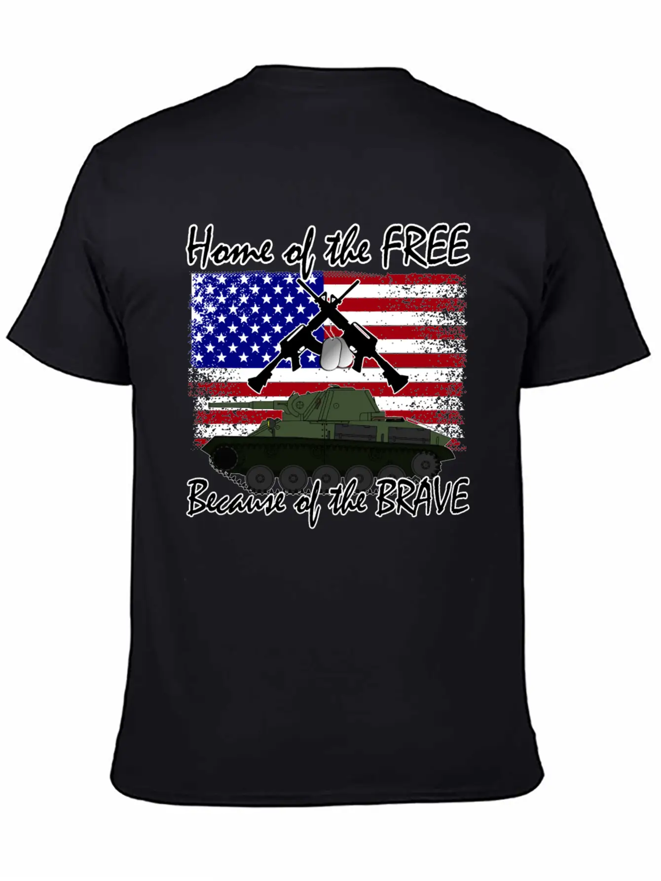 Home Of The Free Because Of The Brave Flag T-shirt Unisex Short Sleeve Soft Cotton T-Shirt – Casual Everyday Wear