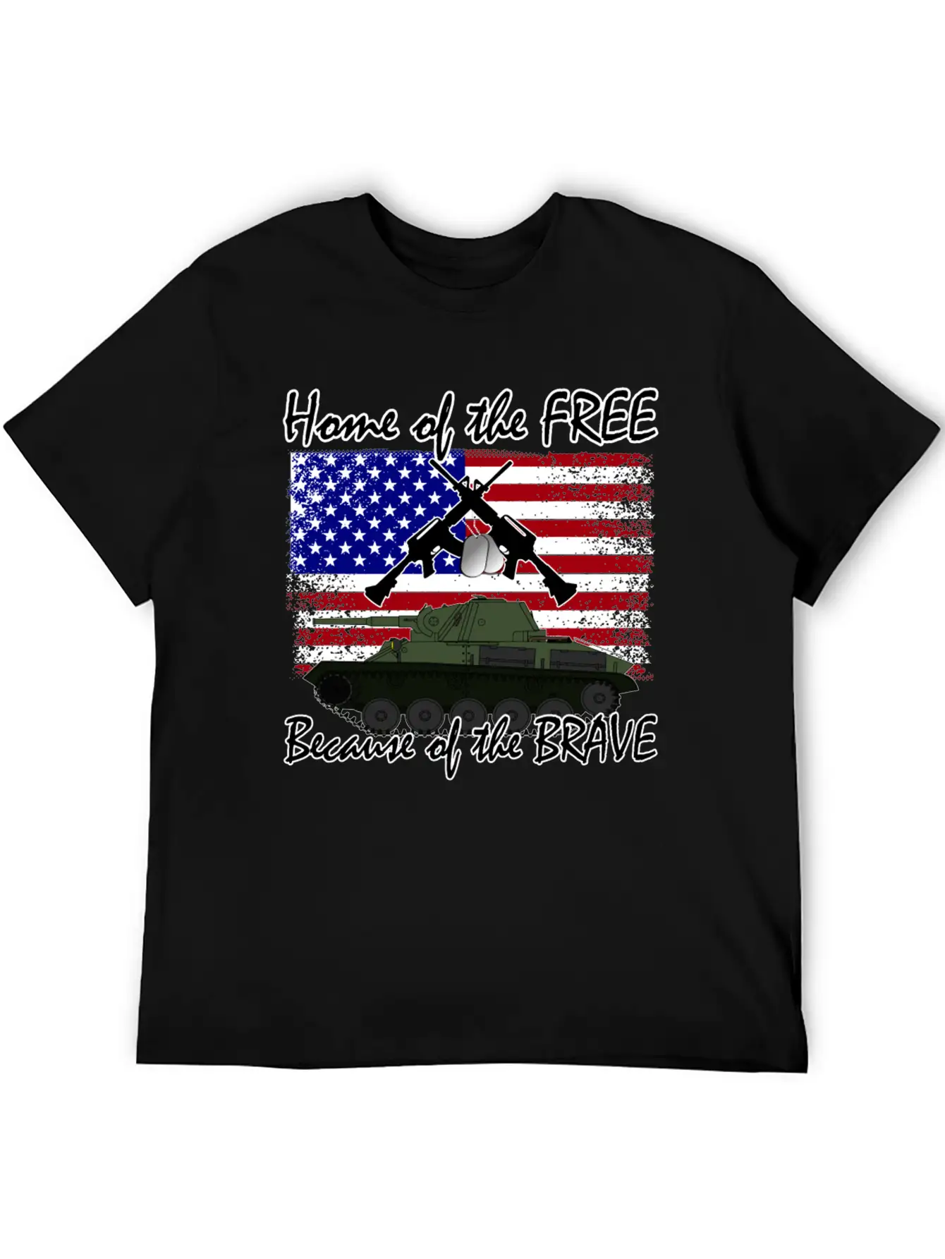 Home Of The Free Because Of The Brave Flag T-shirt Unisex Short Sleeve Soft Cotton T-Shirt – Casual Everyday Wear