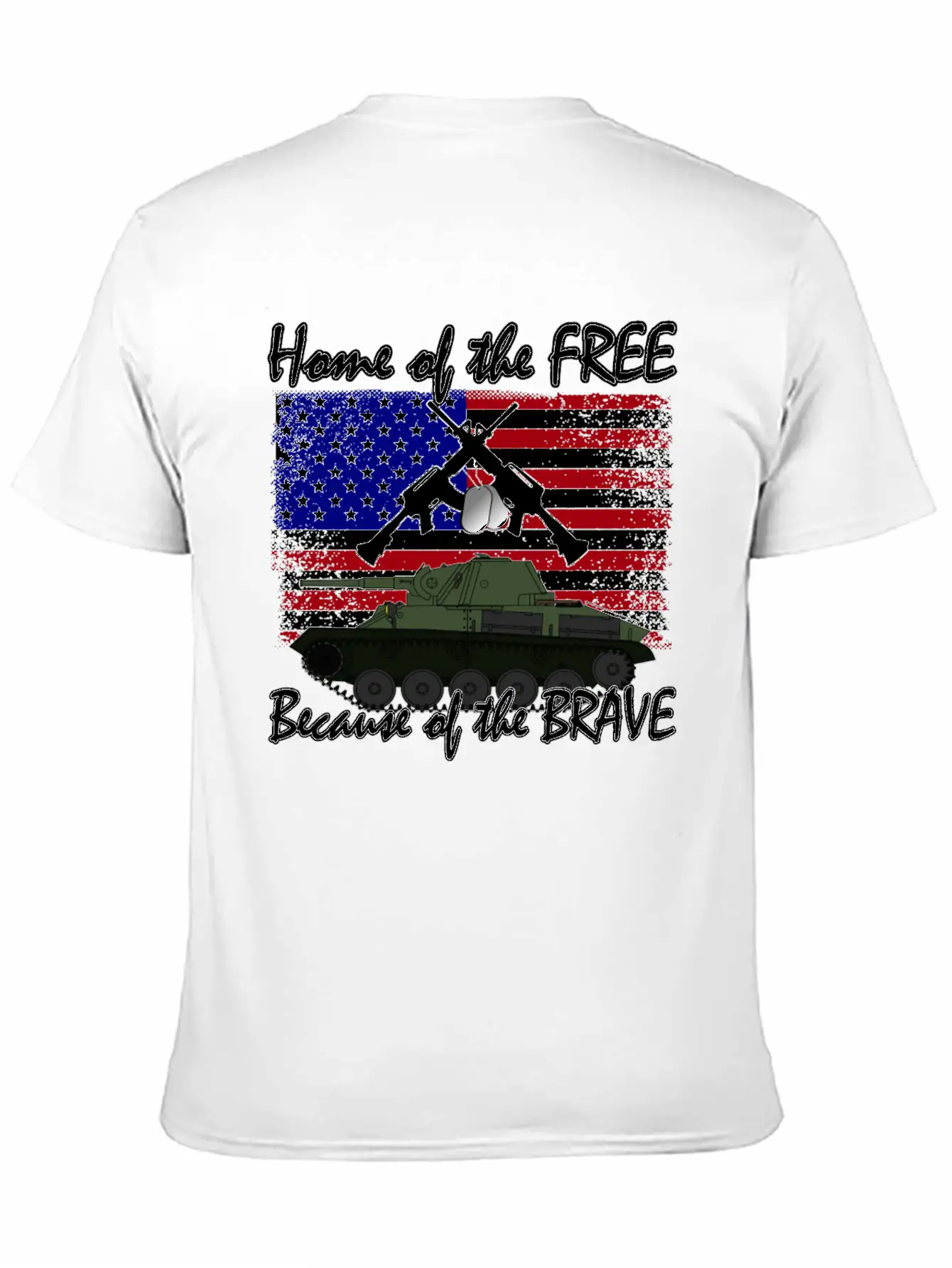 Home Of The Free Because Of The Brave Flag T-shirt Unisex Short Sleeve Soft Cotton T-Shirt – Casual Everyday Wear