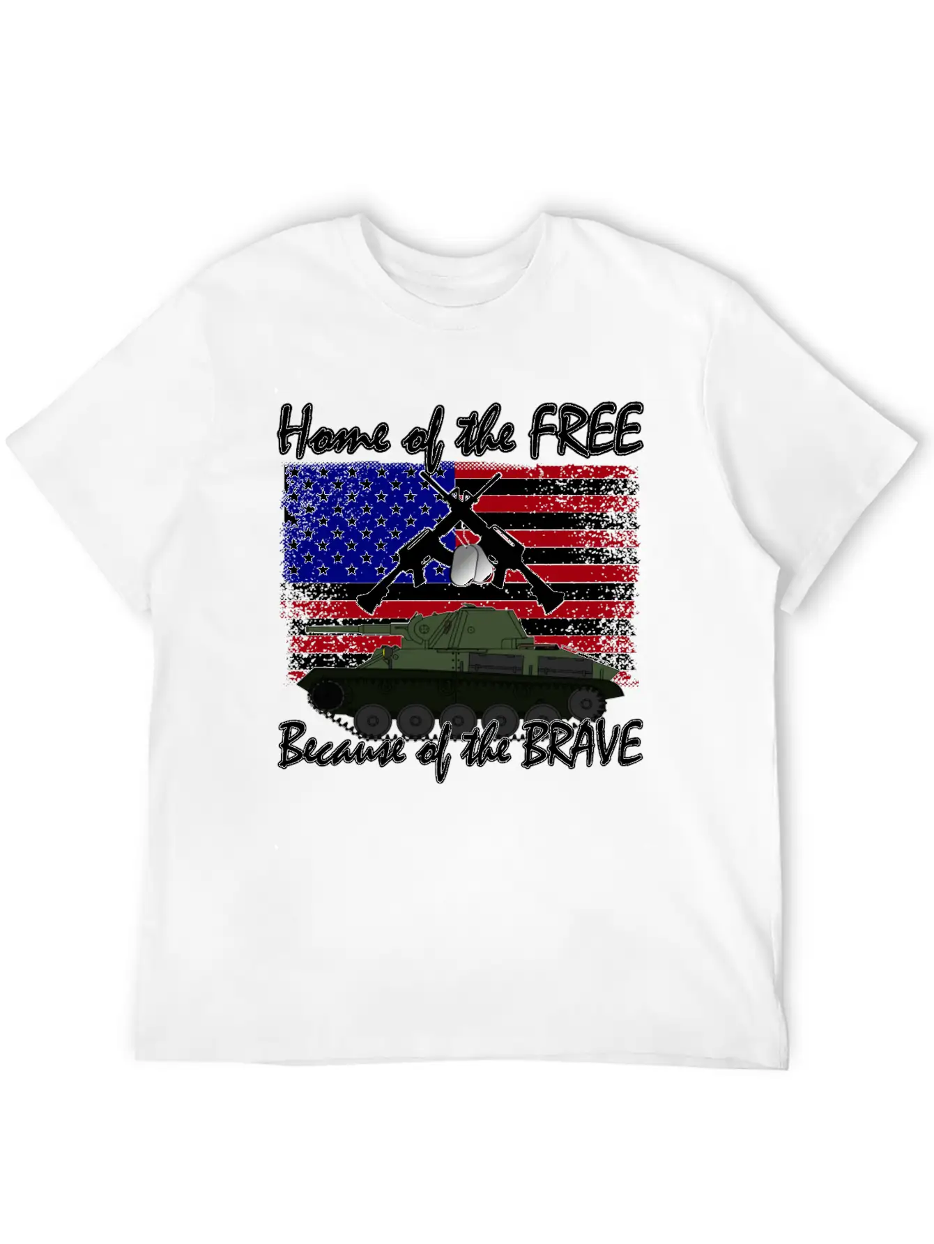 Home Of The Free Because Of The Brave Flag T-shirt Unisex Short Sleeve Soft Cotton T-Shirt – Casual Everyday Wear