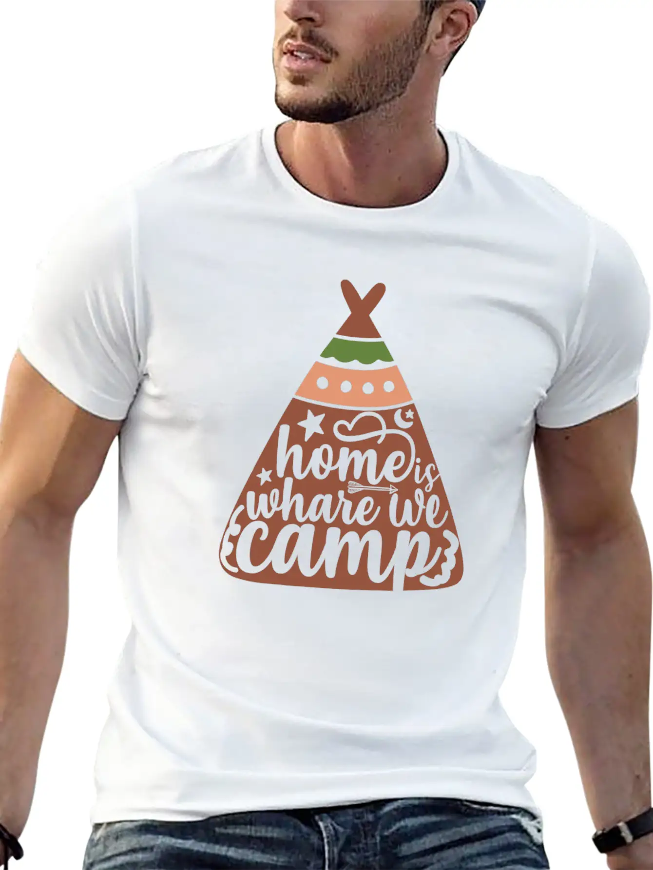 Home Where We Camp Camp Unisex Short Sleeve Soft Cotton T-Shirt – Casual Everyday Wear