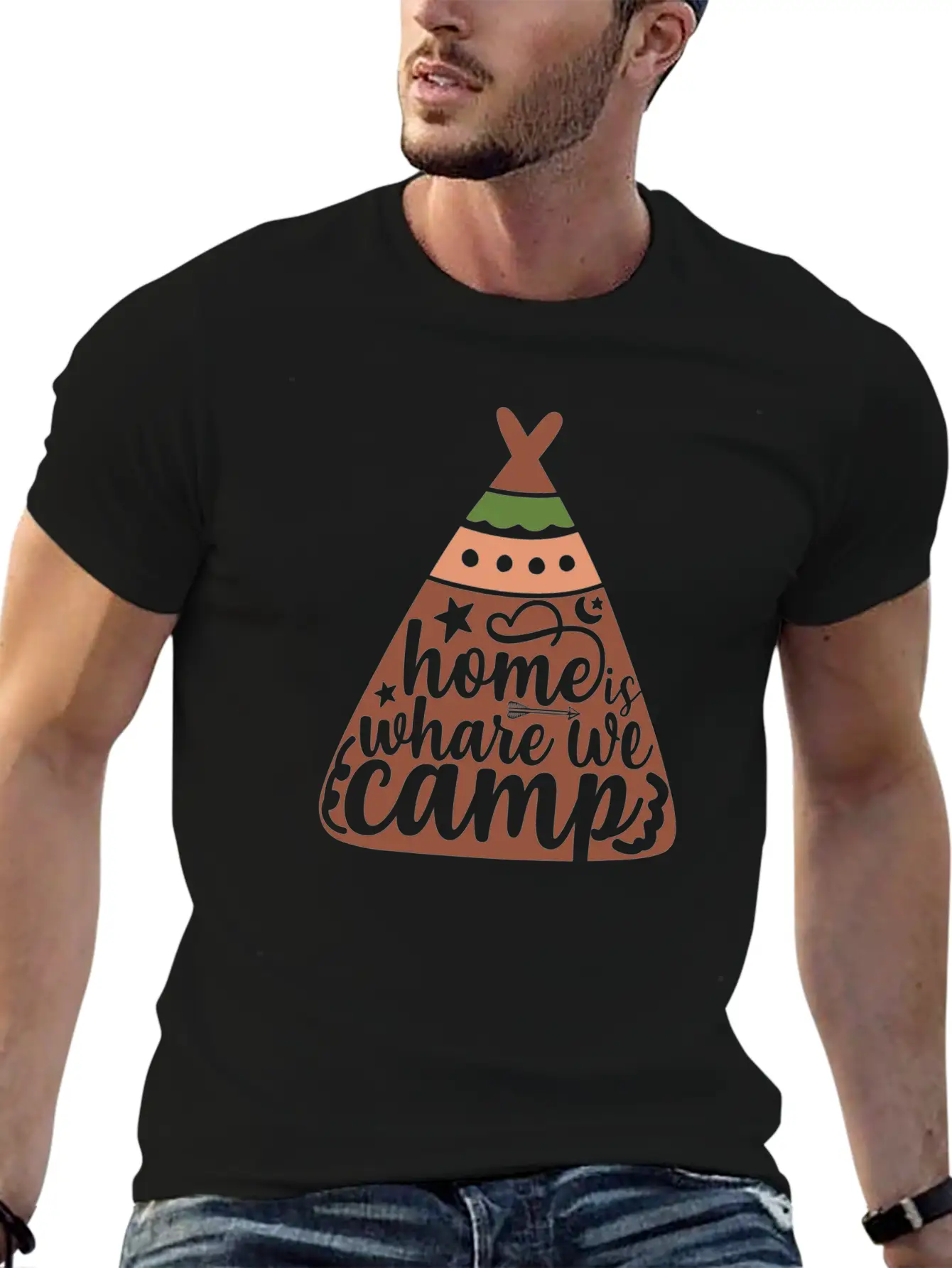 Home Where We Camp Camp Unisex Short Sleeve Soft Cotton T-Shirt – Casual Everyday Wear