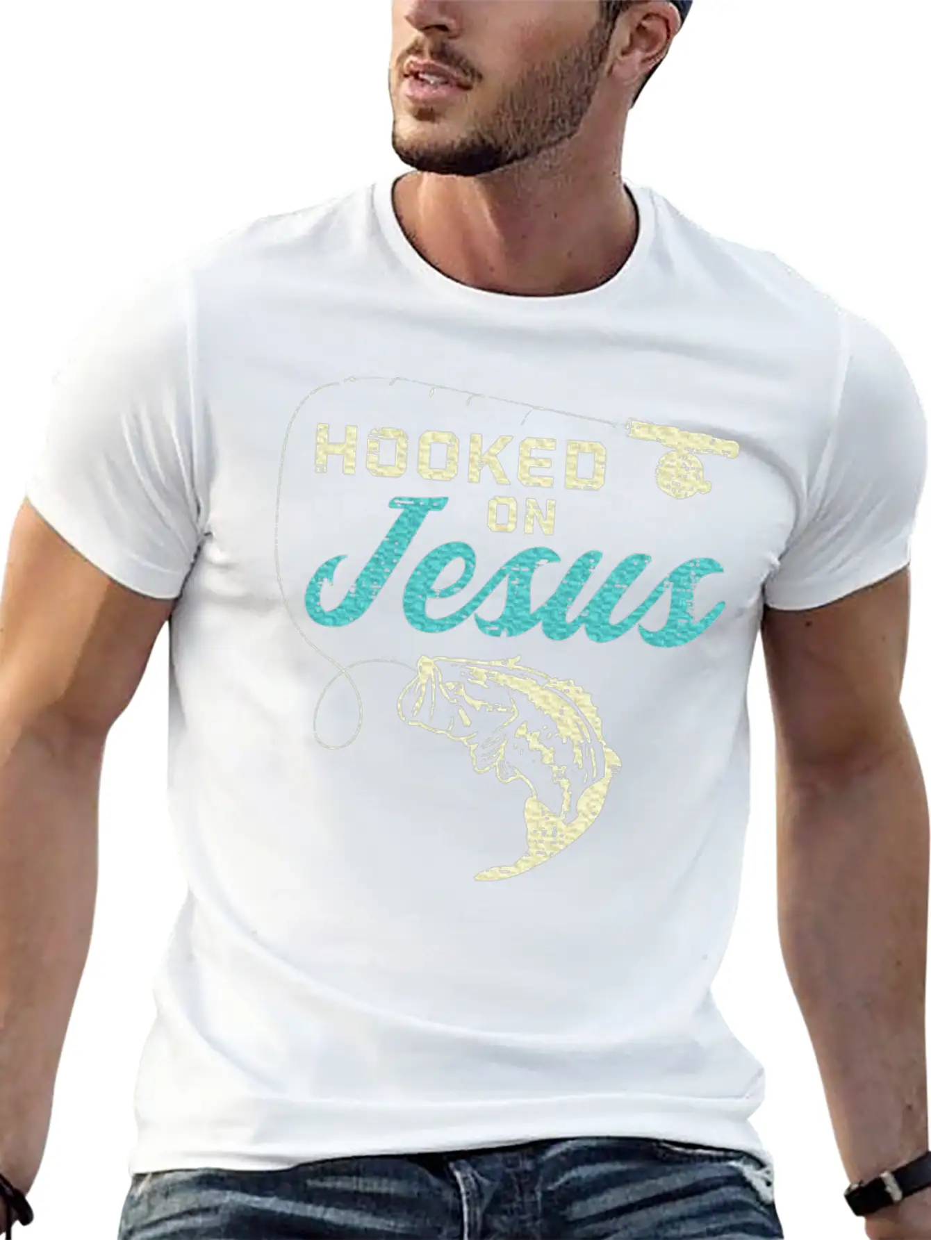 Hook On Jesus Bass Fishing Christian Religious God Essential Unisex Summer Tee – Soft Cotton Casual Fit