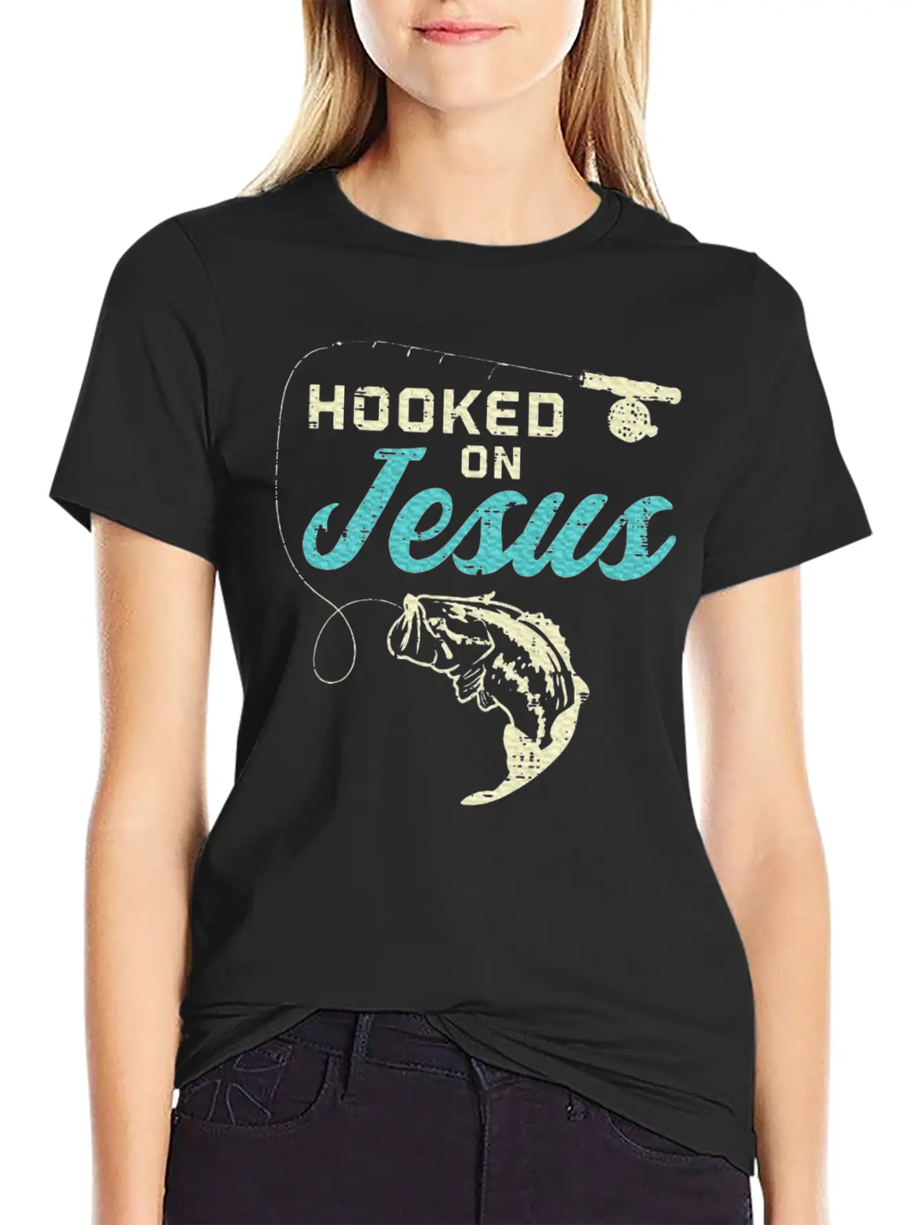 Hook On Jesus Bass Fishing Christian Religious God Essential Unisex Summer Tee – Soft Cotton Casual Fit