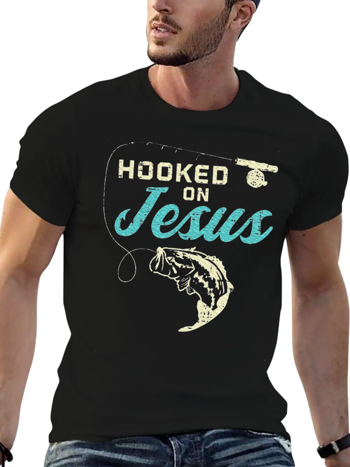 Hook On Jesus Bass Fishing Christian Religious God Essential Unisex Summer Tee – Soft Cotton Casual Fit