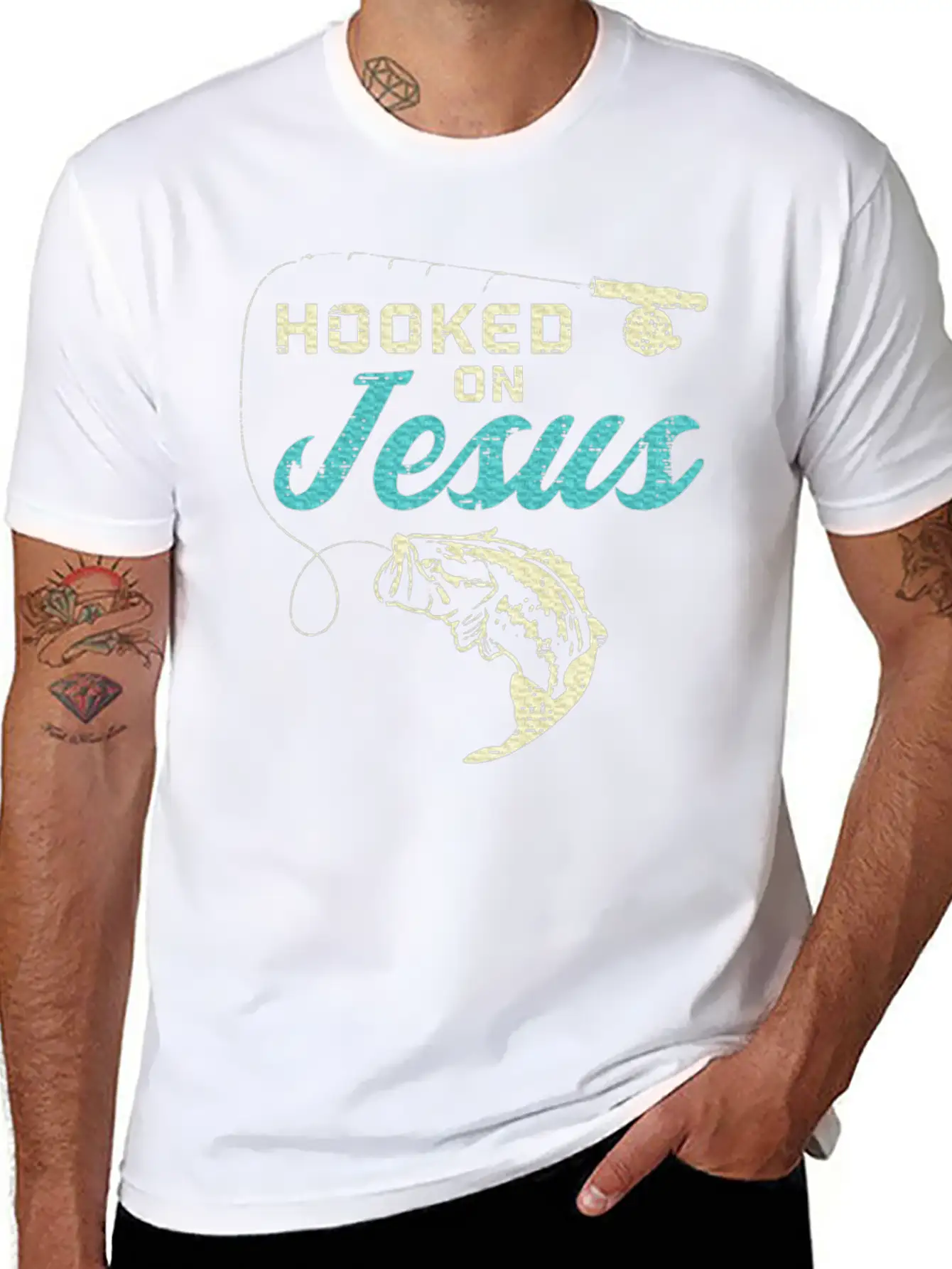 Hook On Jesus Bass Fishing Christian Religious God Essential Unisex Summer Tee – Soft Cotton Casual Fit