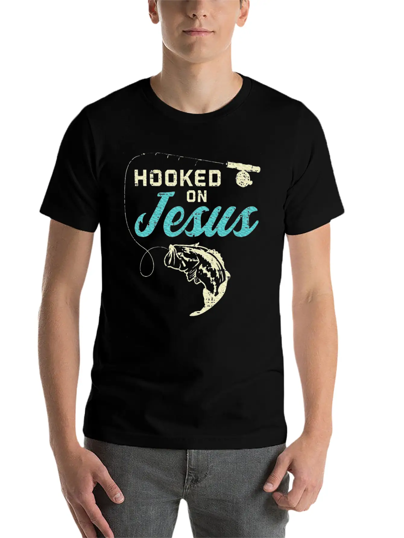 Hook On Jesus Bass Fishing Christian Religious God Essential Unisex Summer Tee – Soft Cotton Casual Fit