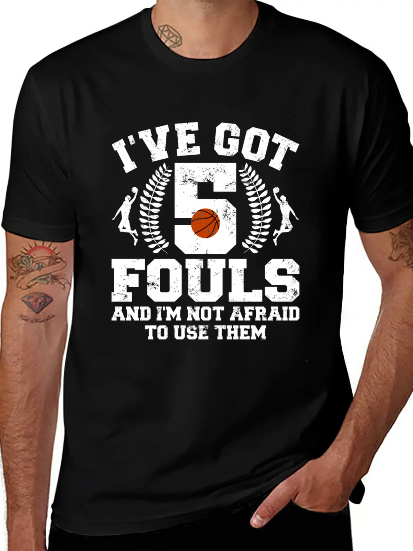 Hoops Basketball Player Streetball Hooping 5 Fouls Stylish Everyday T-Shirt – Unisex Basic Cotton Tee