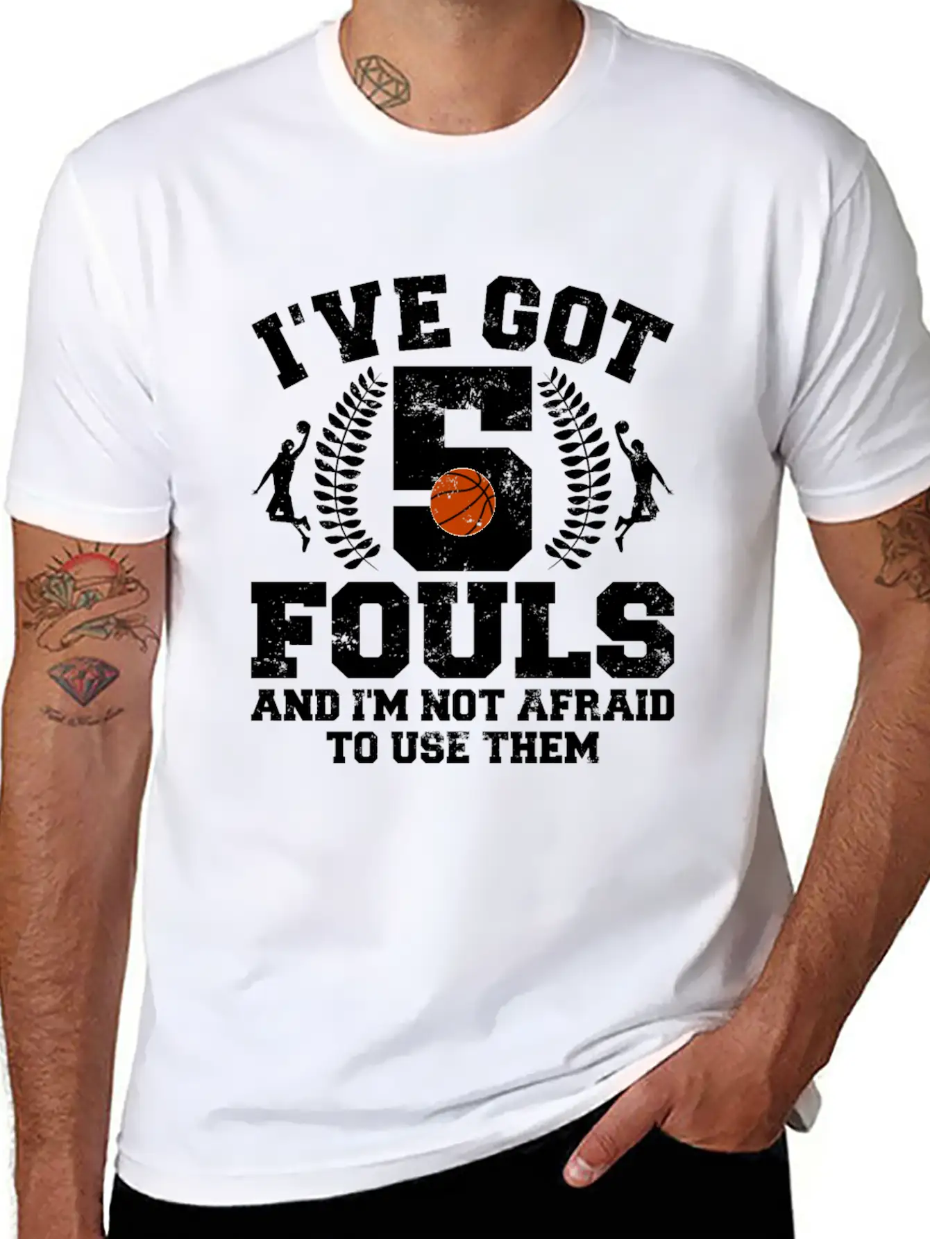 Hoops Basketball Player Streetball Hooping 5 Fouls Stylish Everyday T-Shirt – Unisex Basic Cotton Tee