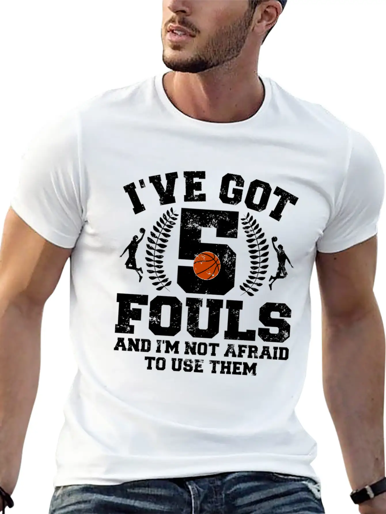 Hoops Basketball Player Streetball Hooping 5 Fouls Stylish Everyday T-Shirt – Unisex Basic Cotton Tee