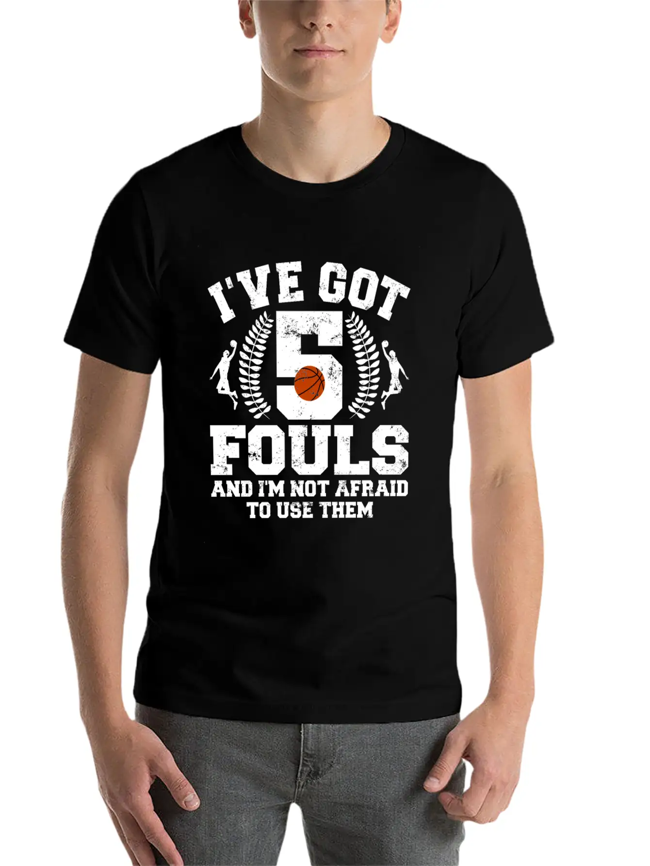 Hoops Basketball Player Streetball Hooping 5 Fouls Stylish Everyday T-Shirt – Unisex Basic Cotton Tee