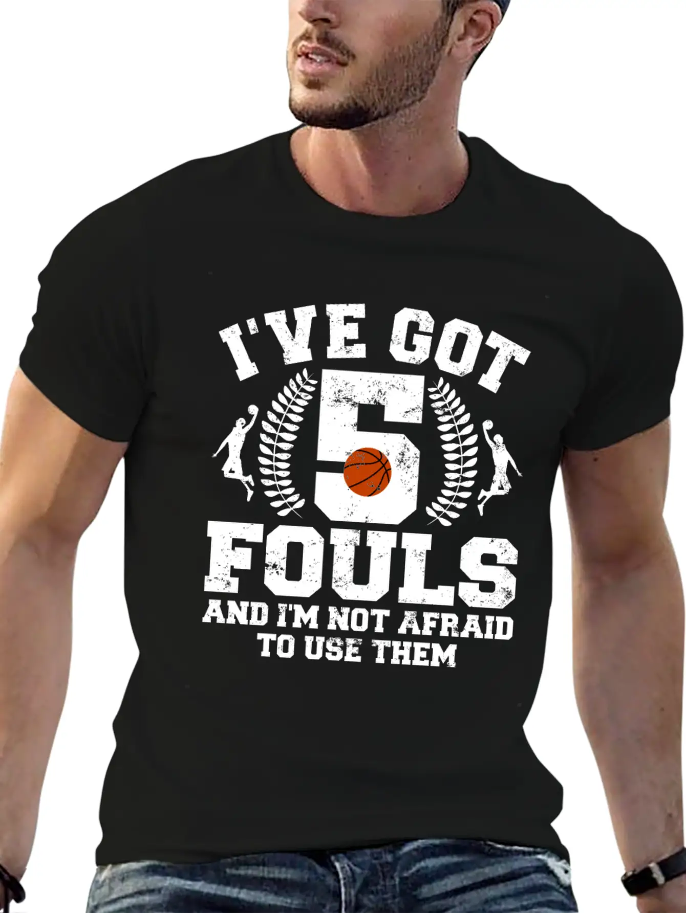 Hoops Basketball Player Streetball Hooping 5 Fouls Stylish Everyday T-Shirt – Unisex Basic Cotton Tee