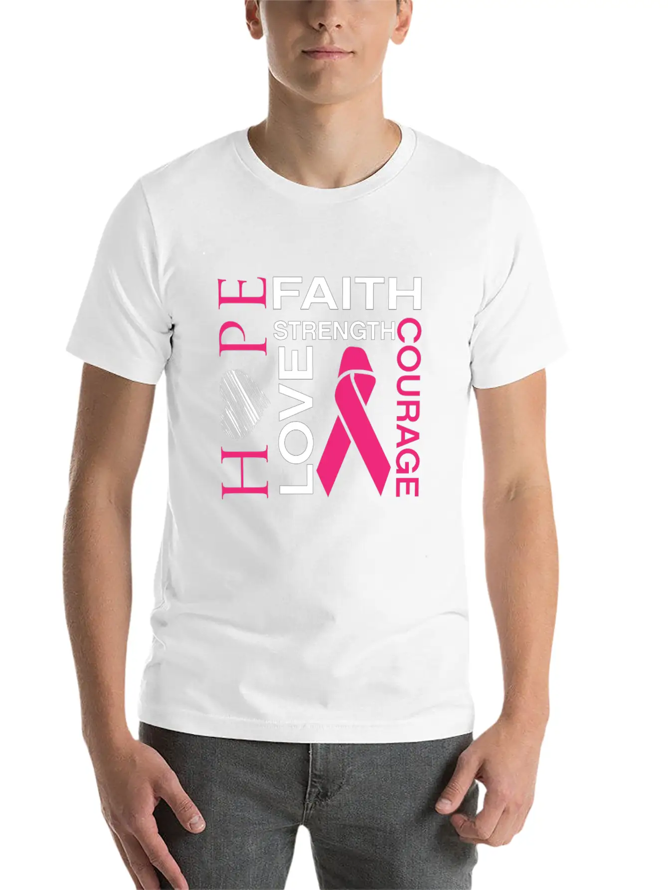 Hope Faith Strength Love Courage Unisex Short Sleeve Soft Cotton T-Shirt – Casual Everyday Wear