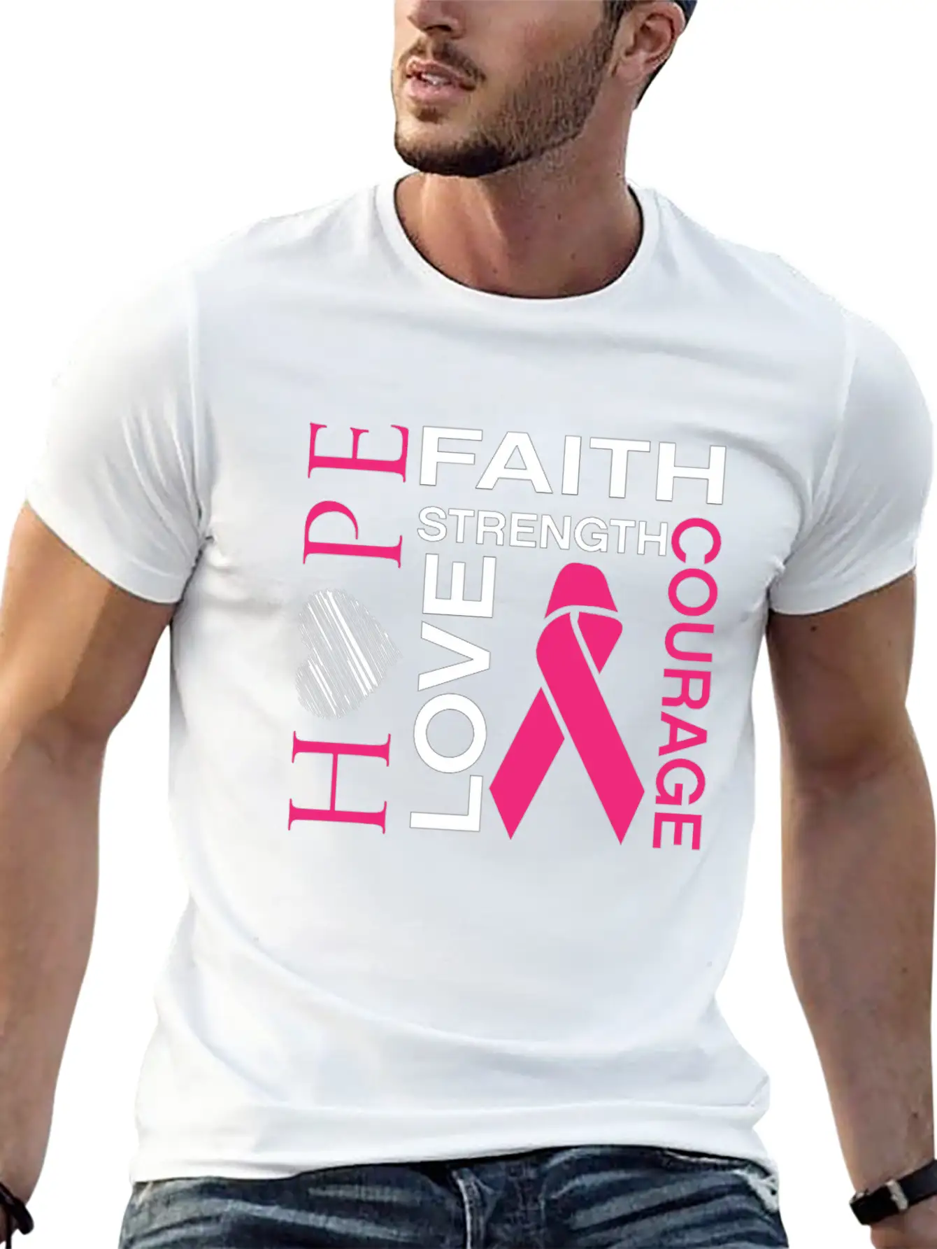 Hope Faith Strength Love Courage Unisex Short Sleeve Soft Cotton T-Shirt – Casual Everyday Wear