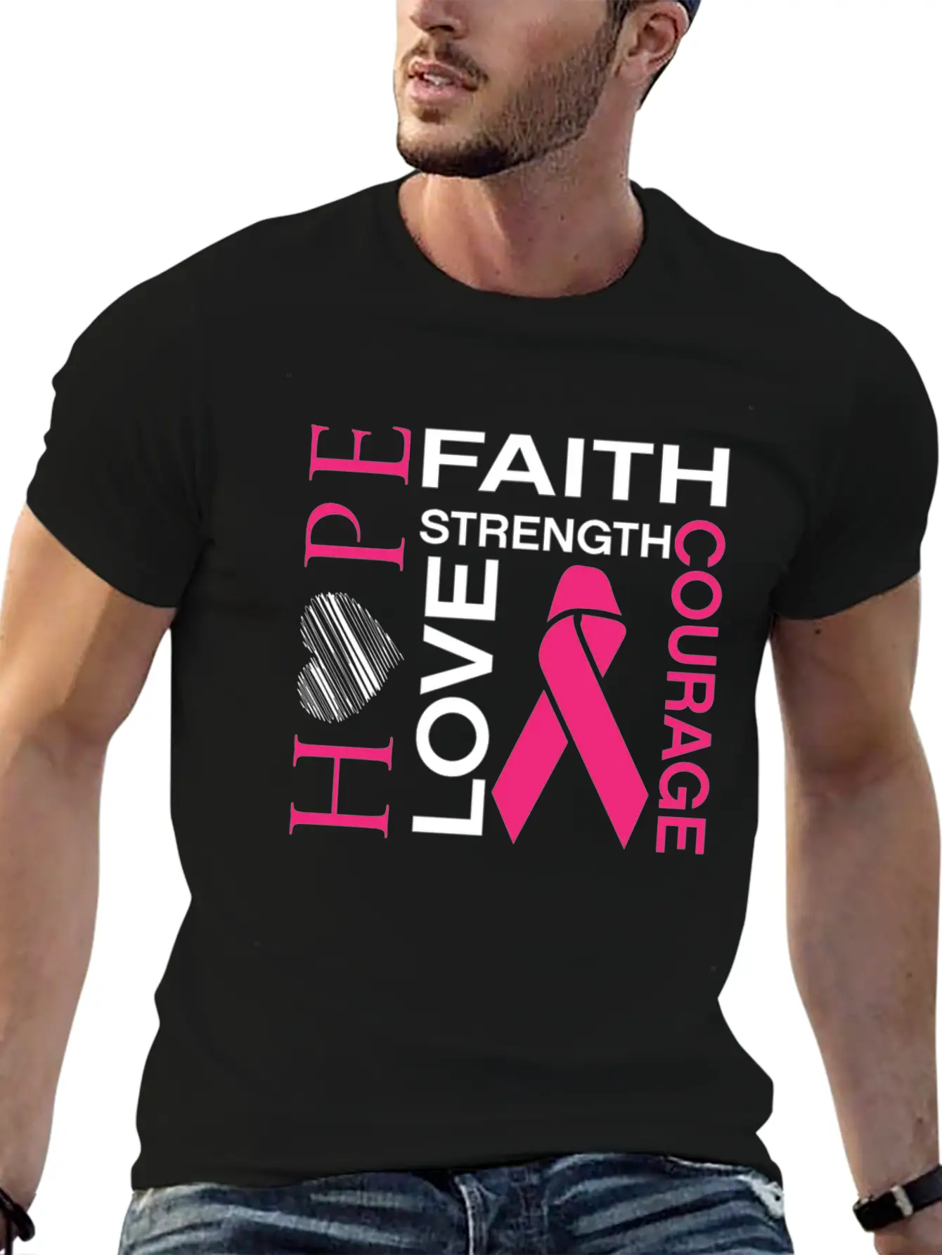 Hope Faith Strength Love Courage Unisex Short Sleeve Soft Cotton T-Shirt – Casual Everyday Wear